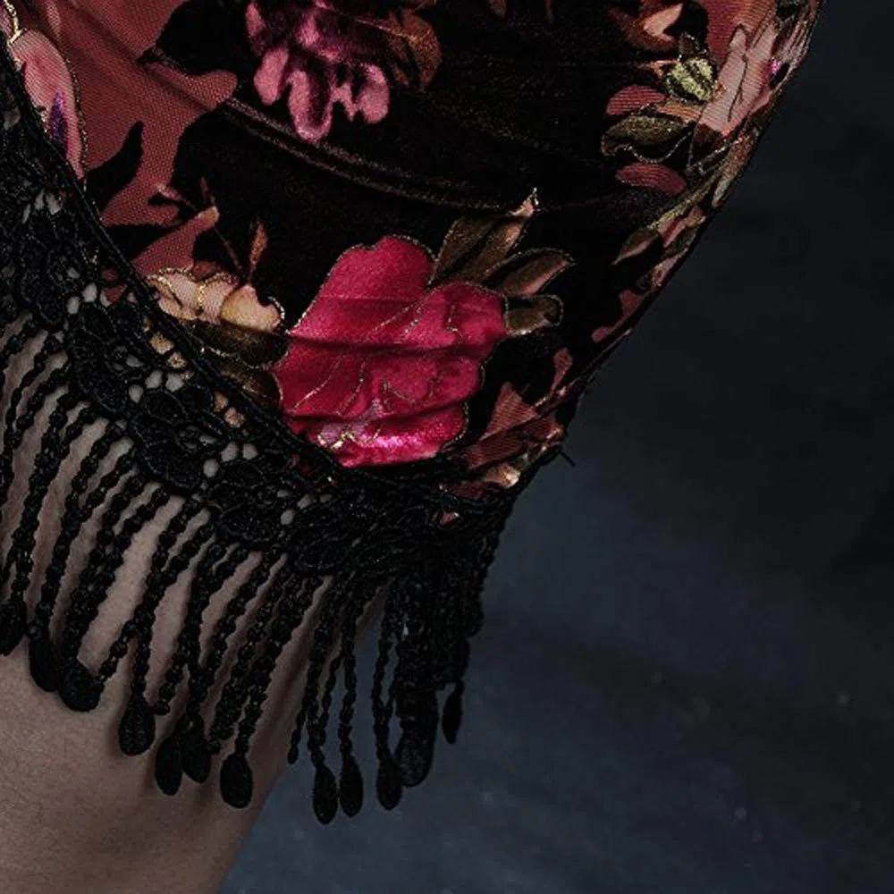 ROYAL SMEELA Sciarpa di Danza del Ventre Gonna avvolge Triangolo di Pizzo Sexy Sciarpe Anche per Le Donne Flamenco Costume di Danza del Ventre Velvet Tassel Abiti da Ballo Bottoms