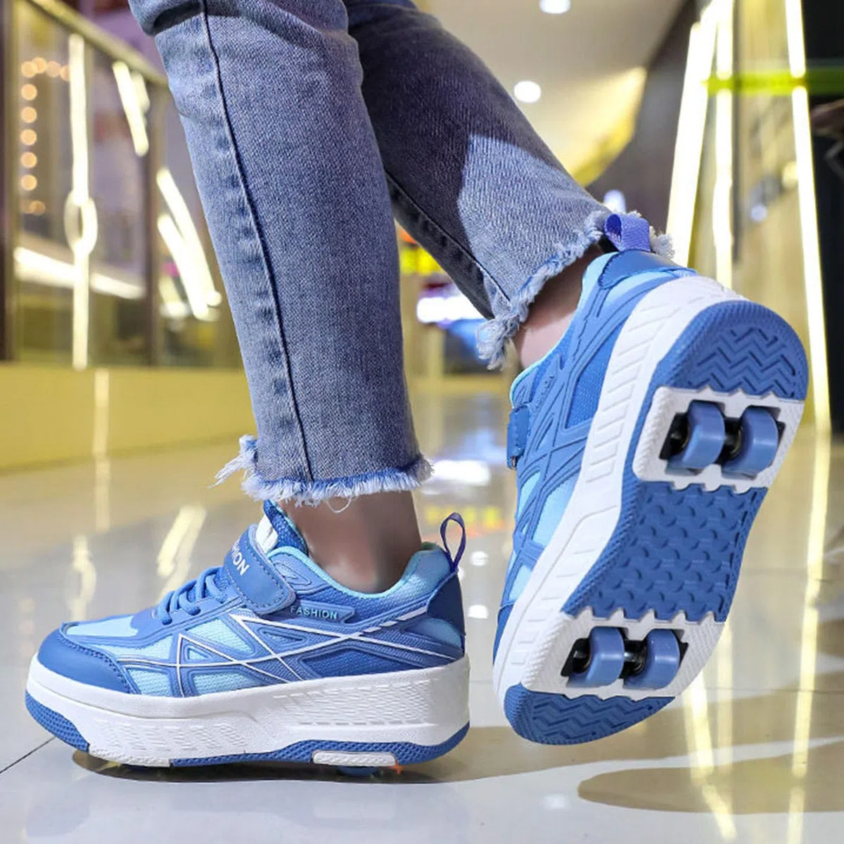 Surwin Scarpe con Rotelle Bambino, Scarpe con Ruote 2 in 1 Fibbia in Nylon Sneaker con Rotelle Bambini Ragazzo Ragazza Unisex Sneaker Skateboard Traspirante per Feste Compleanno
