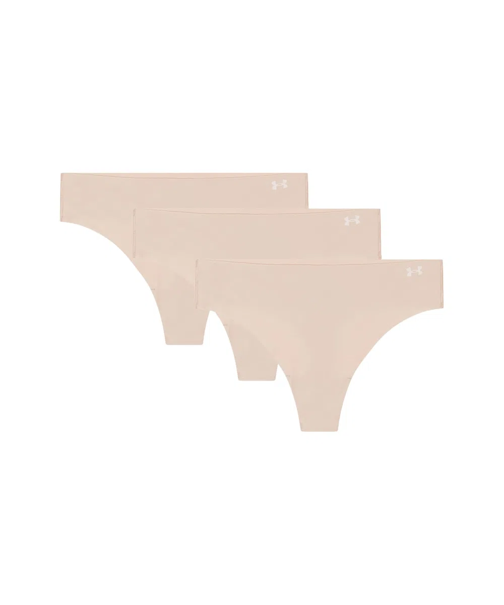 Under Armour Women's Underwear Pure Stretch No Show Thong Pant, 3 Pack Solid Thong Panties Donna (Pacco da 3)
