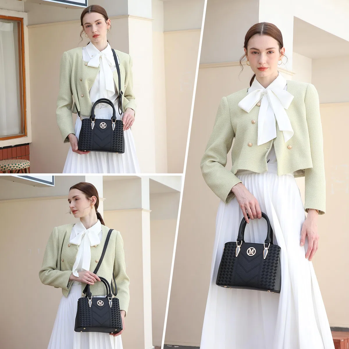 Miss Lulu Borsa Mano Donna Elegante, Borse Università Tracolla Regolabile, PU Pelle Impermeabile, Molte Tasche Scomparti, Tote Bag Borsetta Grande Lavoro
