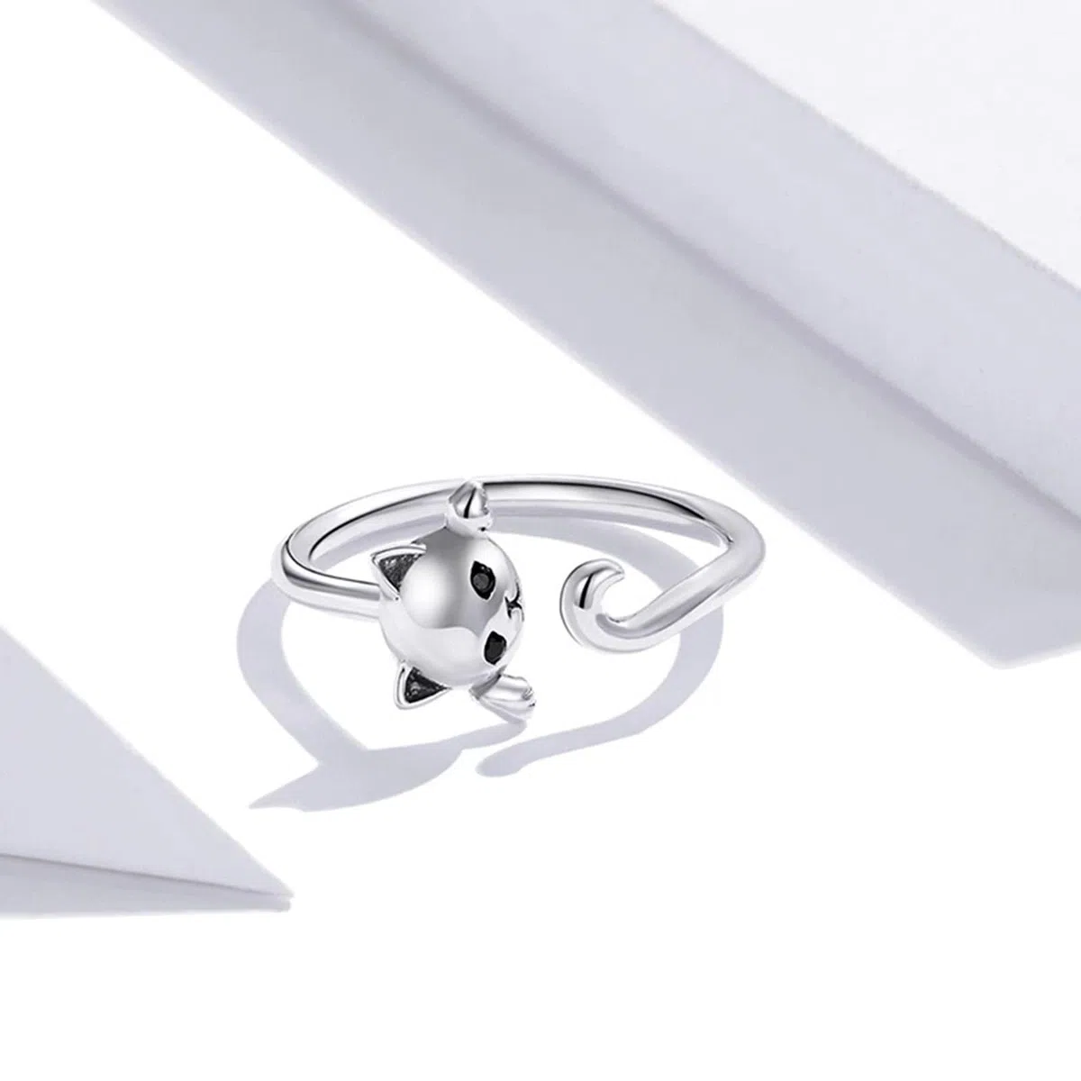 Qings Anelli Donna Anello Gatto, Argento Sterling 925 Anello Regolabile Aperto Gatti Semplice Anelli Animale, Carino Gioielli Regalo di Compleanno per Ragazza e gli Amanti dei Animali