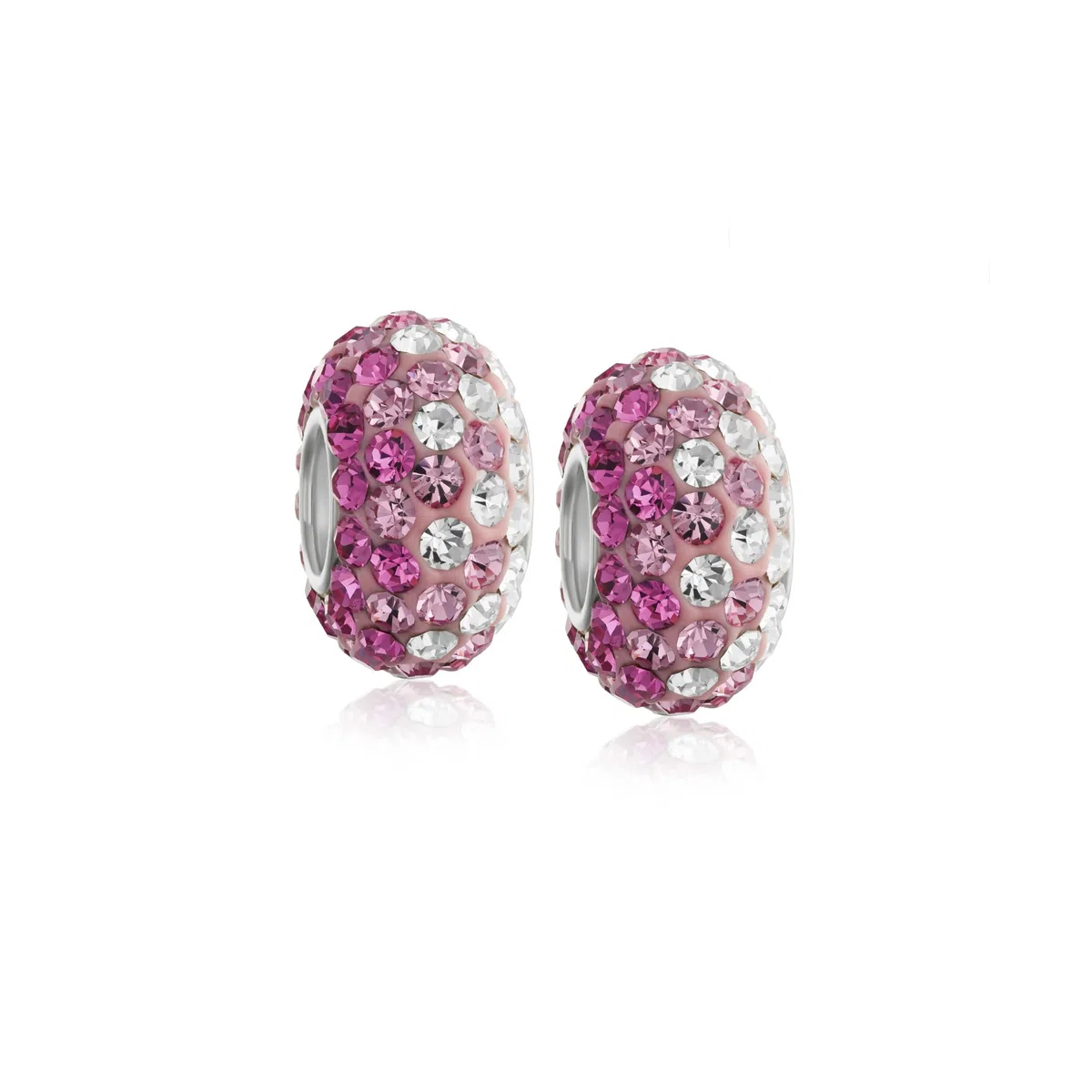 Bling Jewelry Set di due distanziatori in cristallo sfumati rosa chiaro magenta con anima in argento sterling .925 adatti per braccialetti con charm europei per donne e adolescenti.
