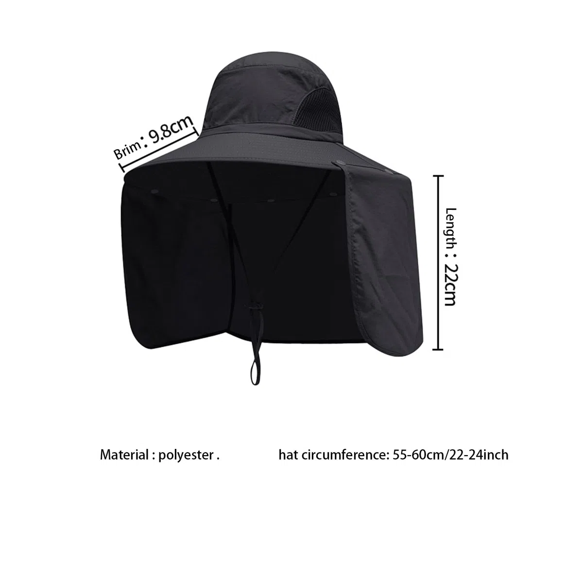 Cappello da sole a tesa larga da uomo, protezione UV con patta per il collo, cappello regolabile per pesca ed escursionismo all'aperto