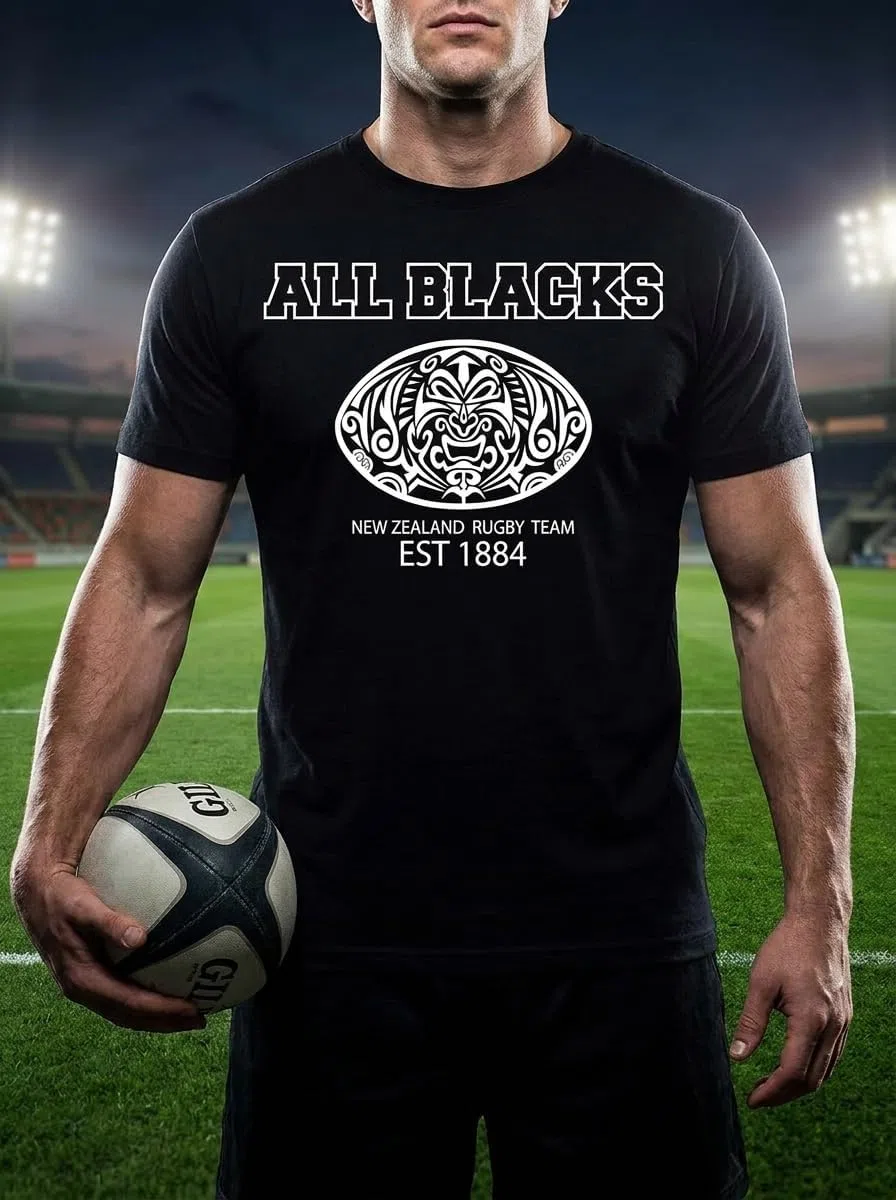 Rule Out Maglietta da Uomo di Rugby. all Blacks. Squadra Nazionale Rugby Nuova Zelanda. Casual Wear