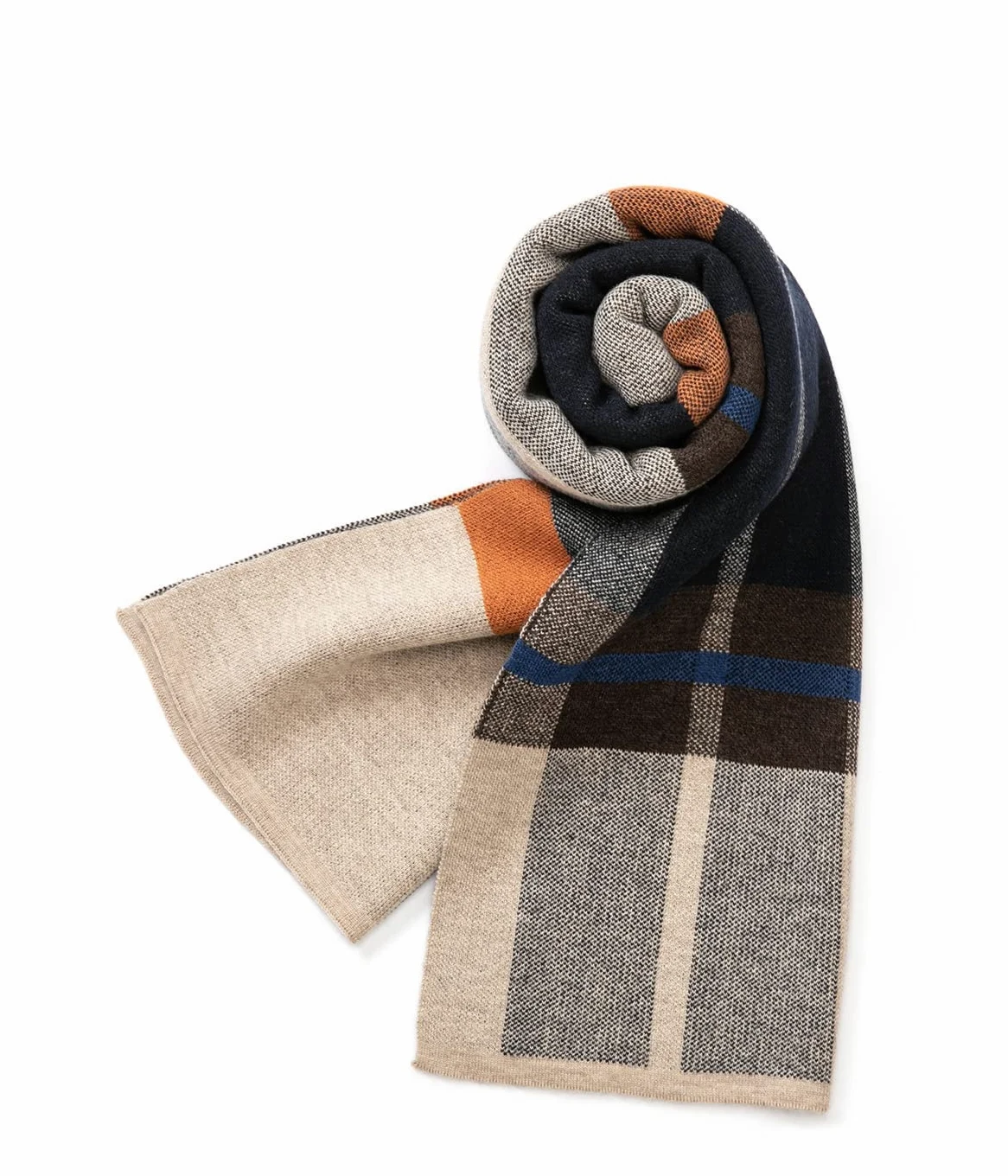 Villand Sciarpa Lavorata a Maglia Scozzese in Lana Merino Australiana per Uomo, Cravatte Calde e Morbide Invernali Scozzesi con Confezione Regalo, 30CM W x 180CM L