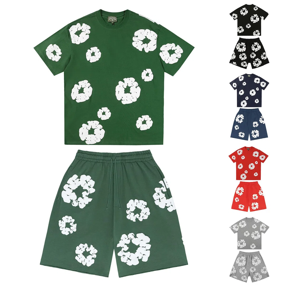 Set di Camicia da Donna/Uomo e Pantaloncini Set di Tuta da Stampa in Schiuma Tuta Corta Uomo Estivo Completo Sportiva Maglia e Pantaloncini a Fiori