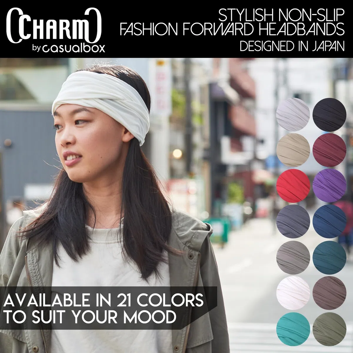 CHARM Bandana Elastico Uomo, Fascia Capelli Donna Stile Giapponese, Per Capelli Lunghi E Dread, Fascia Testa Avvolgente Nero