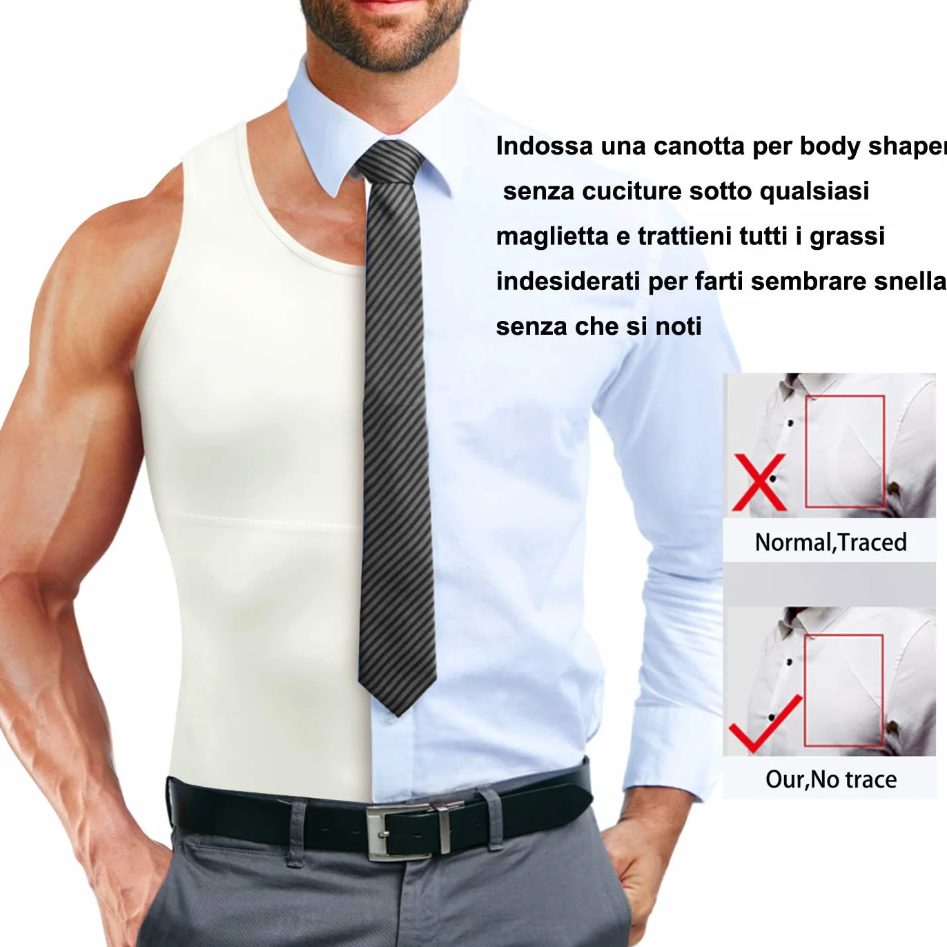 Maglietta Compressione Uomo Canotta Contenitiva Snellente Intimo Modellante Dimagrante Fascia Pancia Sportivo Fitness Canottiera…