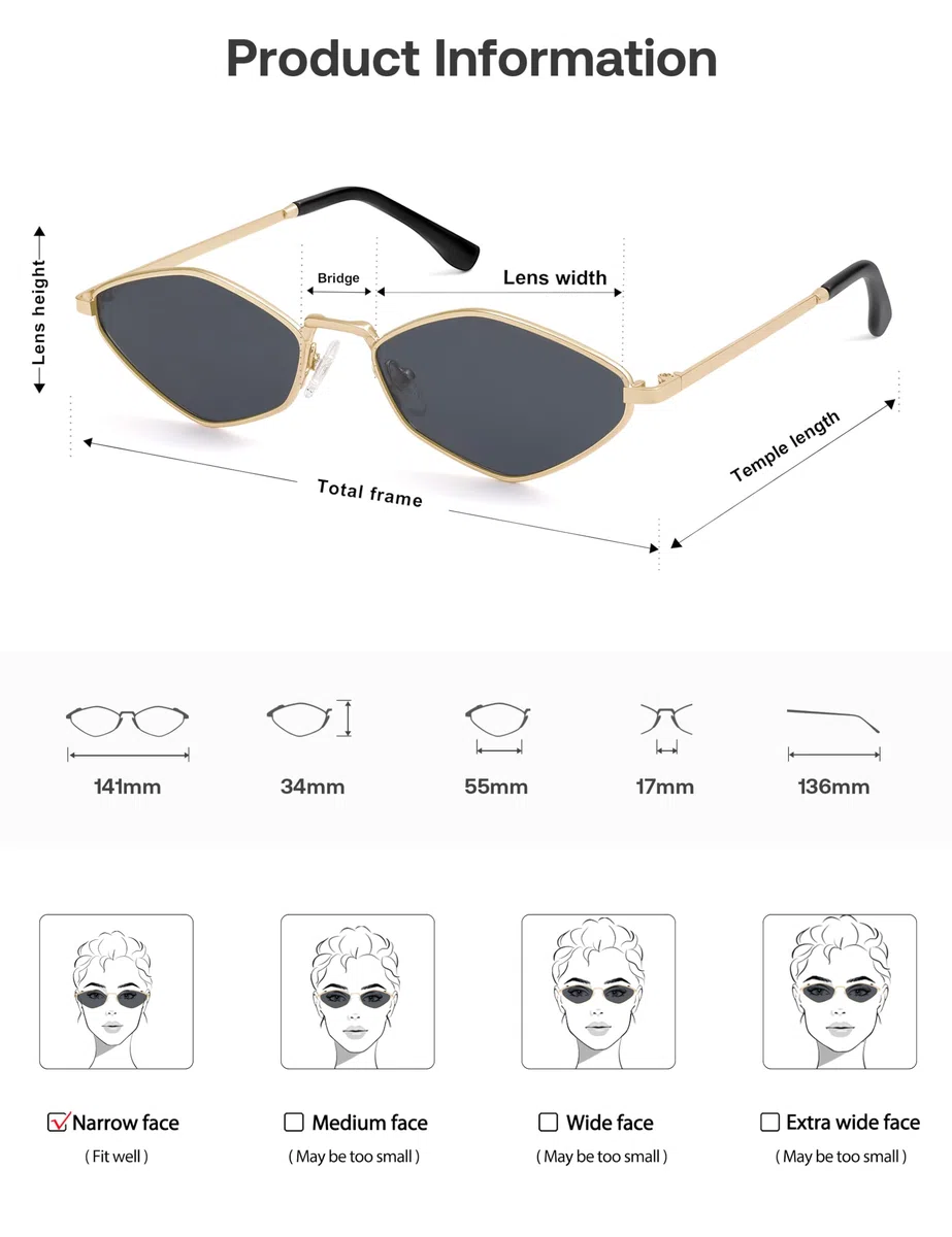 SOJOS Occhiali da Sole Moderni Piccoli Polarizzati Donna Uomo Vintage Stretti Design Irregolare UV400 SJ1233