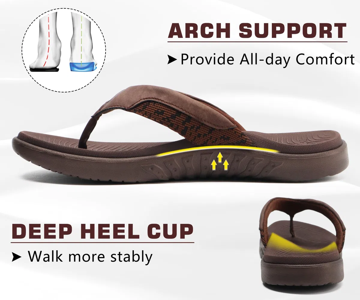 ONCAI Infradito Sandali Infradito in Pelle da Uomo Arch Support Scivoli Sportivi Pantofole con Suola in Schiuma Yoga