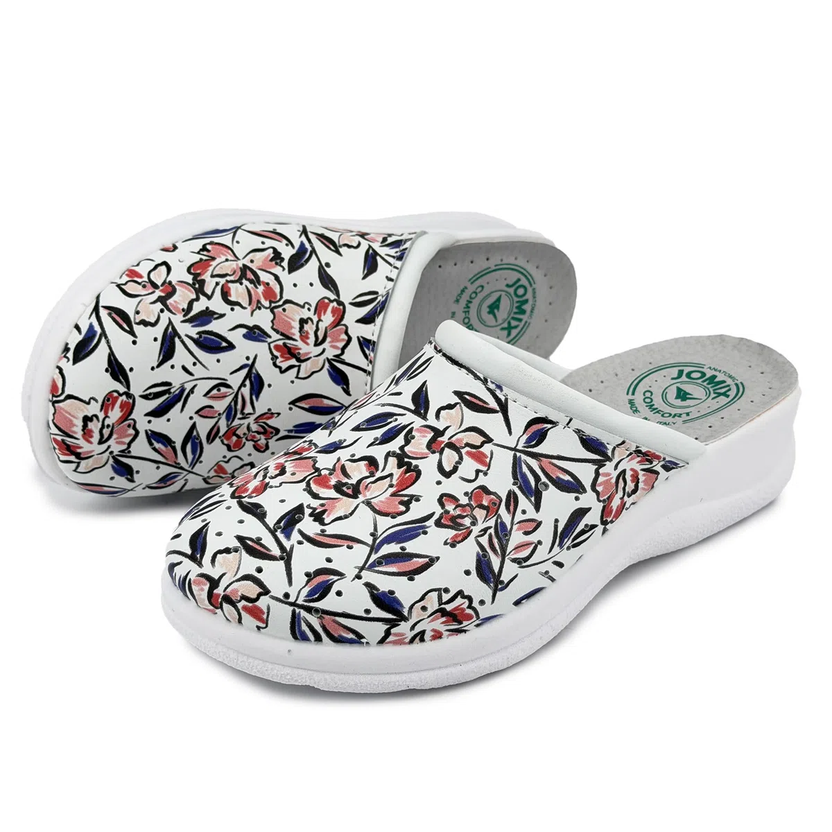 JOMIX Zoccoli Sabot Donna Comodi per Casa Tomaia Floreale Plantare Morbido Suola Antiscivolo Silenziosa Leggeri Facili da Indossare Zeppa Bassa 4.5 cm