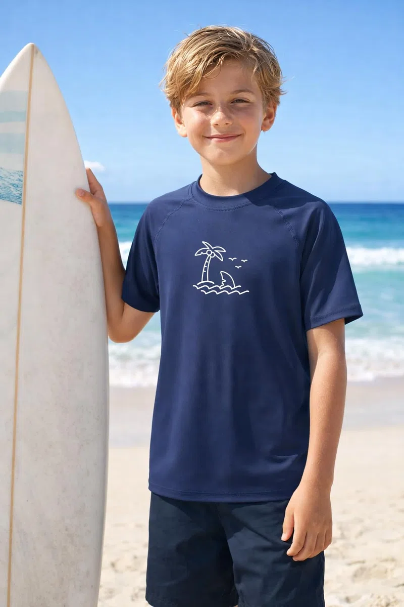 Rashguard 104-164 - Maglietta da bagno a maniche corte con scollo rotondo, da ragazzo