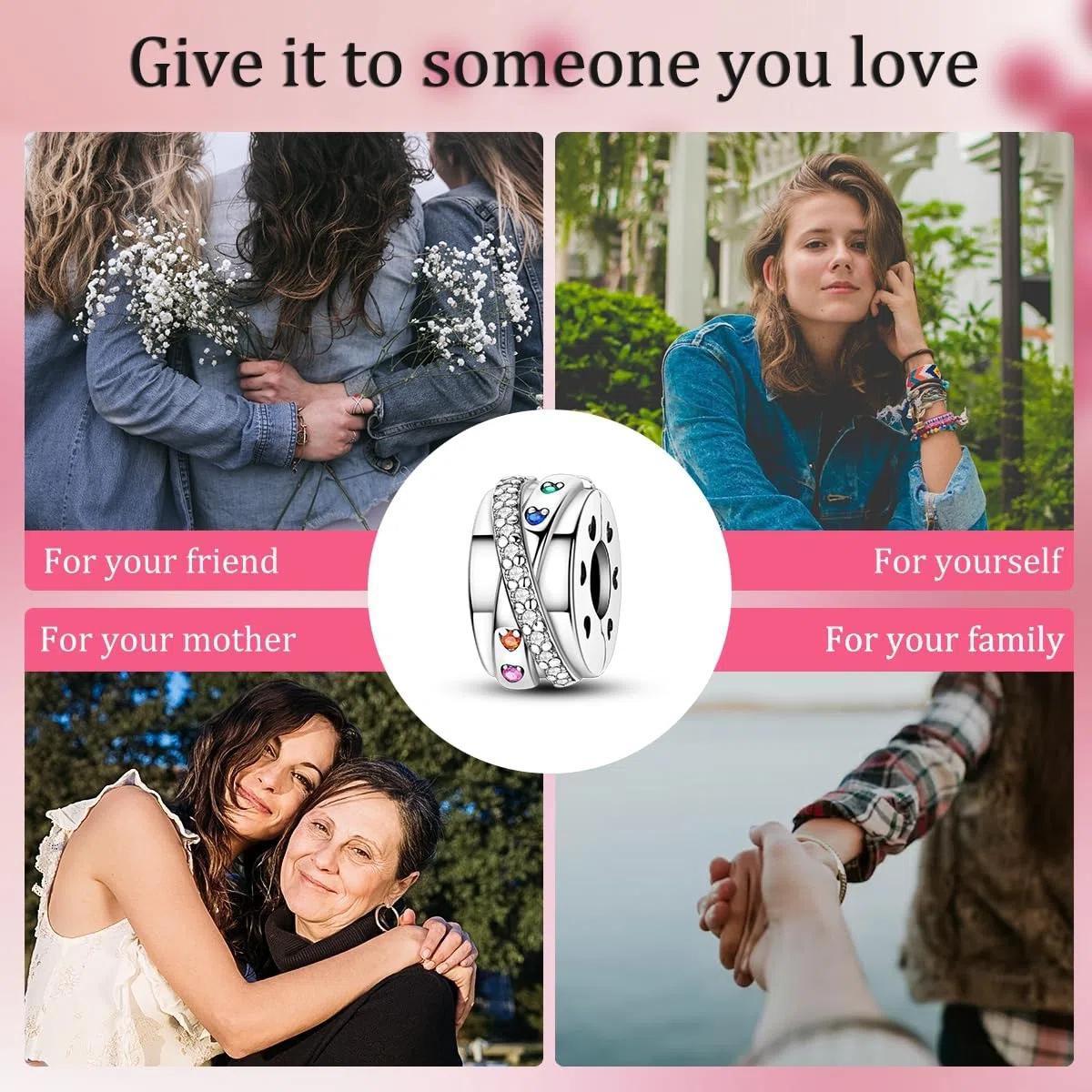 Hapour Clip Distanziatore Charm per Bracciale Clip Lock Stopper Bead Distanziatore DIY Fit Bracciale Serpente Europeo Apribile 925 Sterling Silver Beads Gioielli Regalo per le Donne Ragazze
