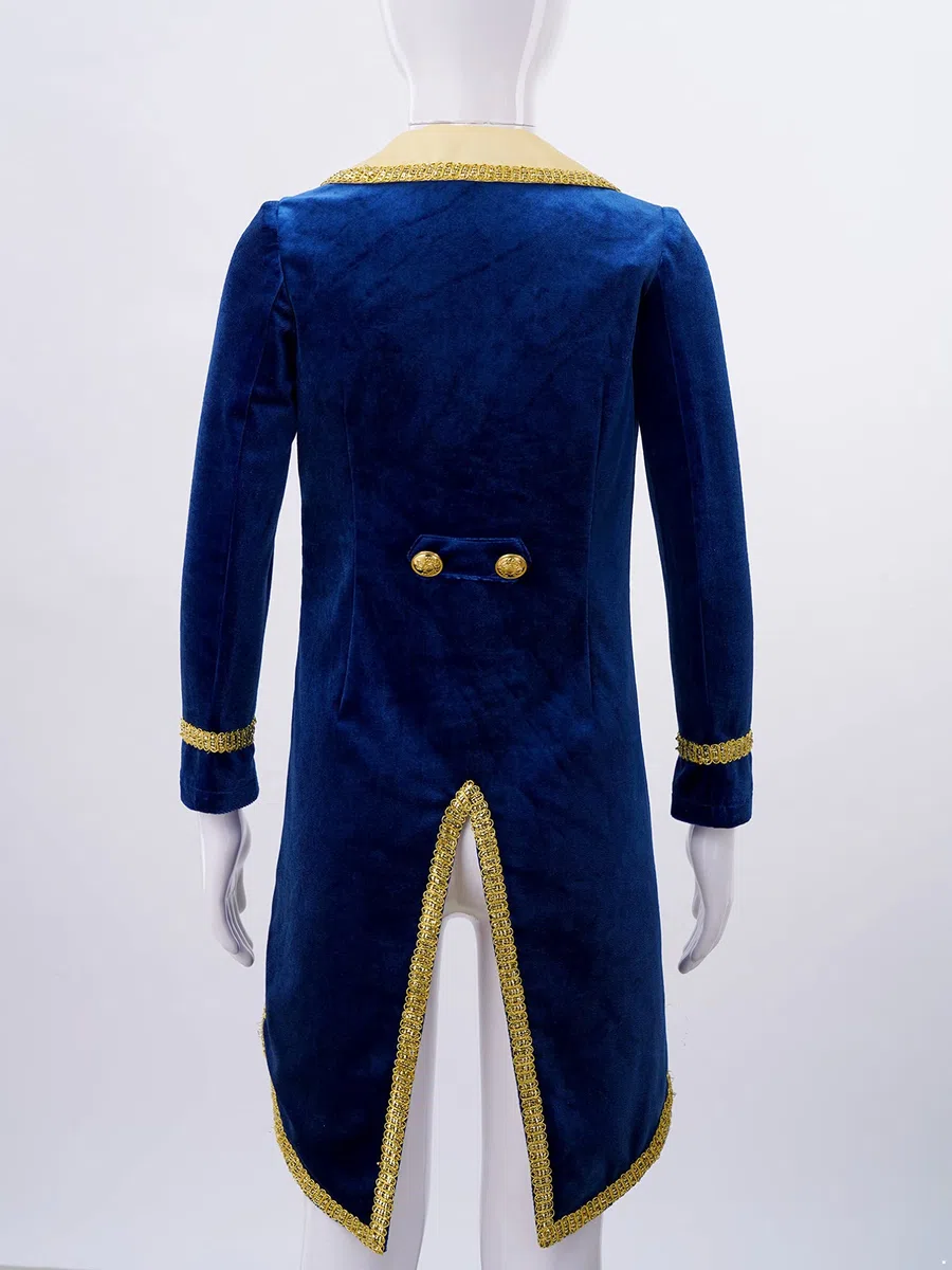 MSemis Costume da Principe La Bella e la Bestia Carnevale Costume Blazer Elegante Azzurro Abito da Cerimonia Cappotto Bambino Invernale Smoking Giacca da Sposa Festa