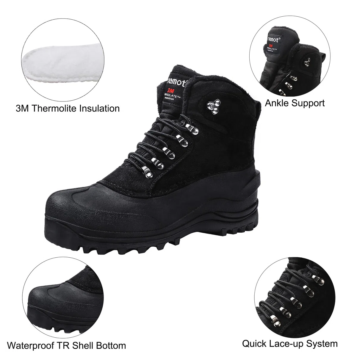 riemot Stivali Uomo Donna Invernali Scarpe Neve Stivaletti Foder Antiscivolo Caldo Imbottiti Trekking Boots EU 37-47