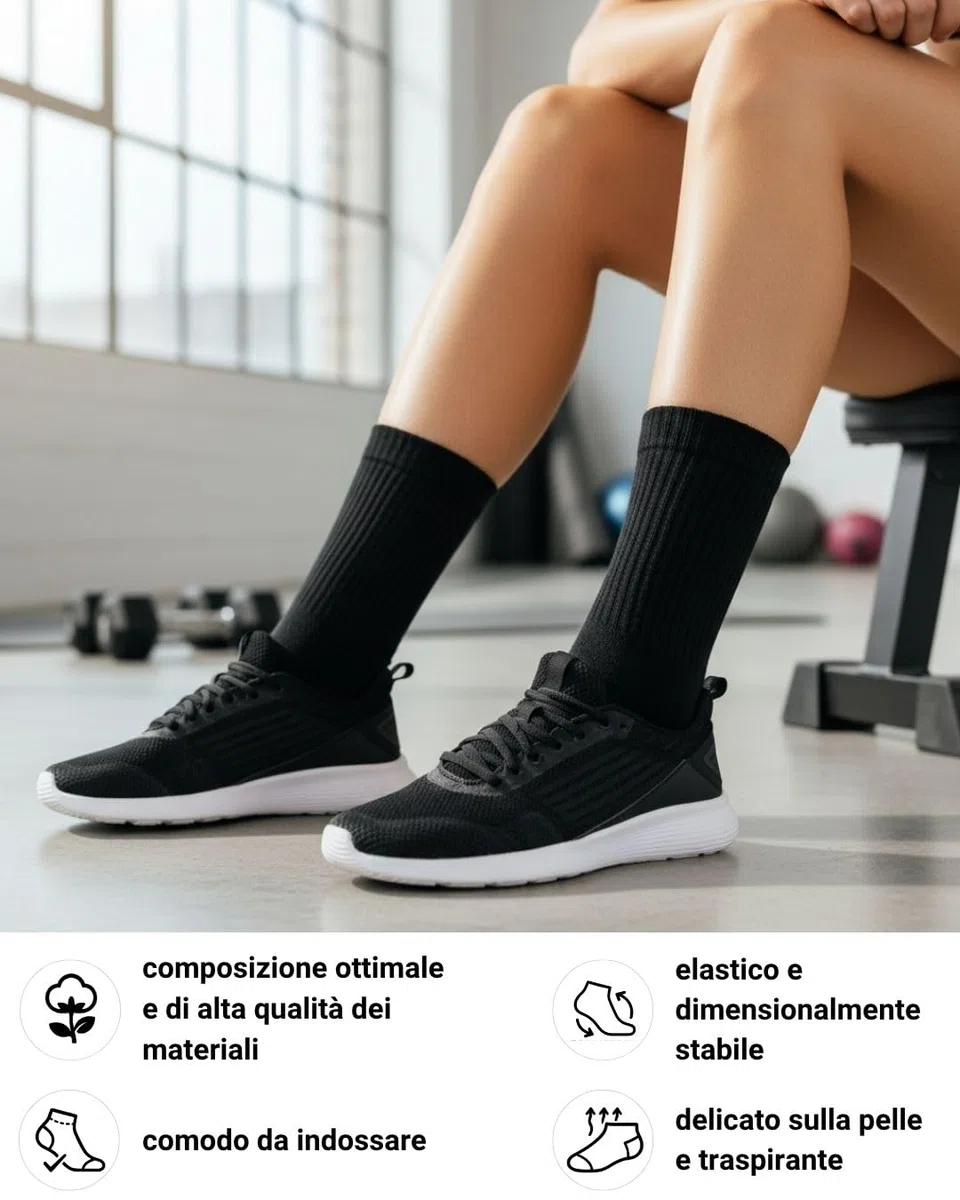 sockenkauf24 10 Paia Calze Sportive Uomo Donna Calzini Tennis Spugna Rinforzati Crew Socks