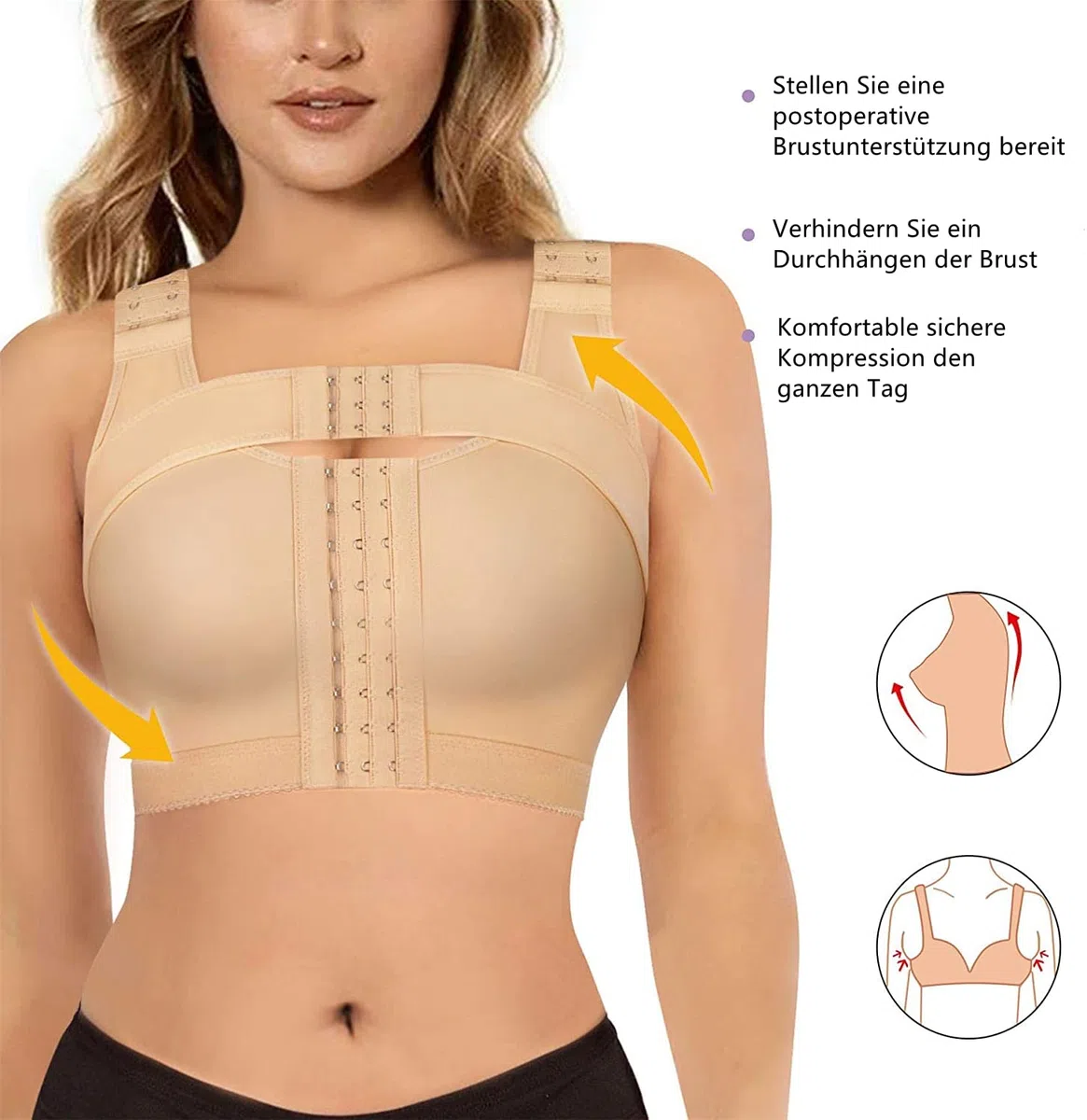 Bafully Reggiseno postoperativo Sportivo con Chiusura Frontale Racerback Rimovibile Reggiseno Imbottito da Donna