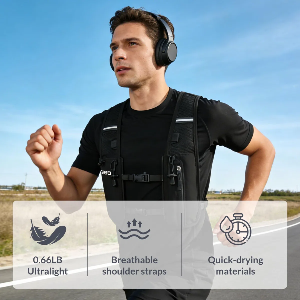Gilet da corsa per donne e uomini, con cinghie pettorali regolabili, con sacca d'acqua da 1,5 l, leggero, traspirante, riflettente, per maratona, sentiero, escursionismo, ciclismo