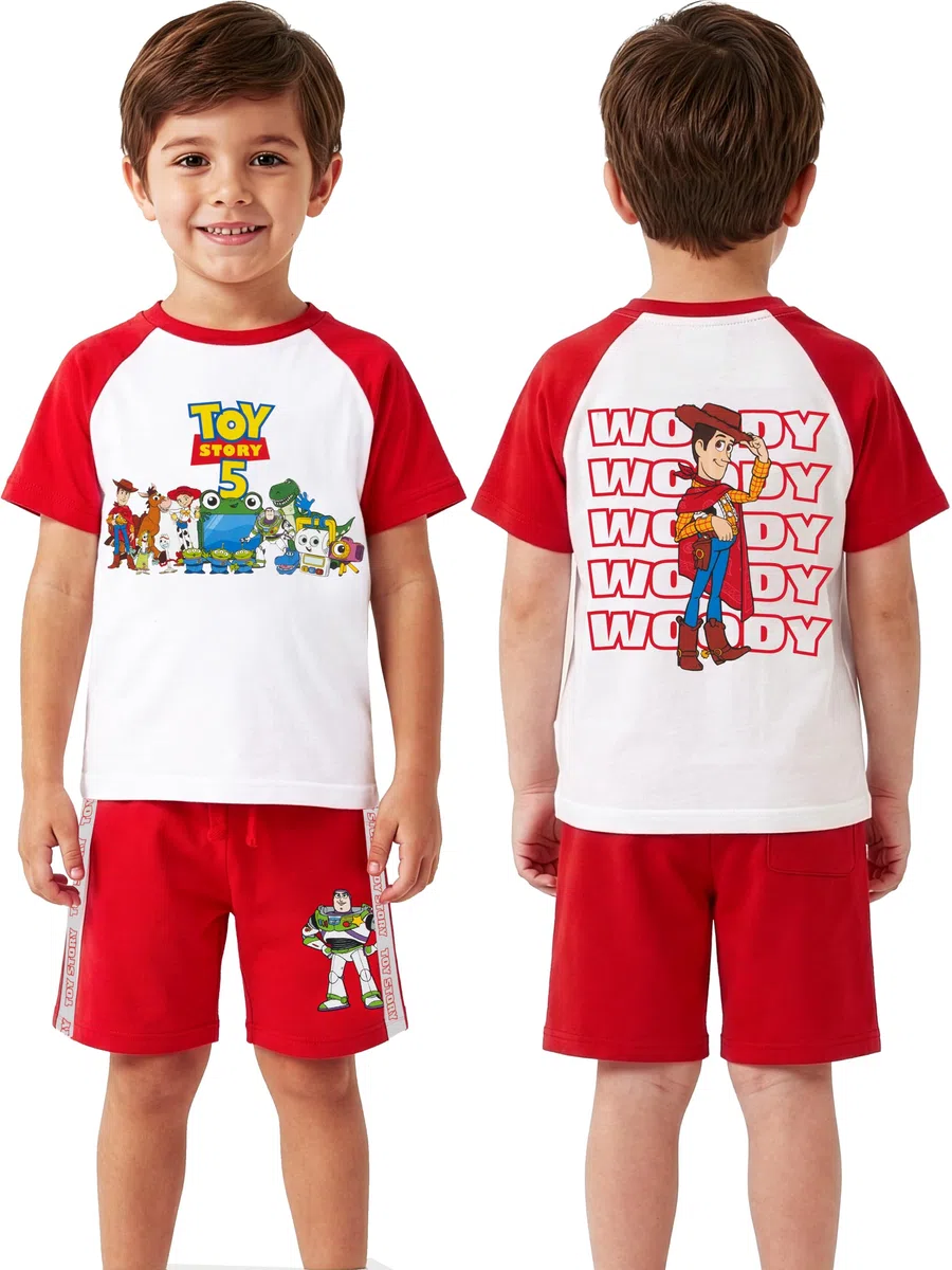 Disney Set T Shirt Bambina E Pantaloncini Toy Story, Buzz Lightyear, Woody, Jessie Maglietta E Pantaloncini Ragazza, Vestito Toy Story Bambina