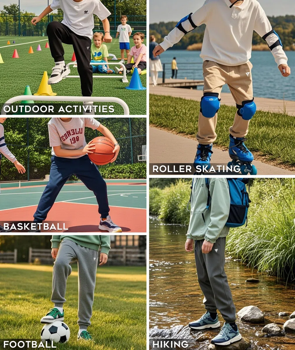 HIBETY Pantaloni Sportivi da Ragazzo, igroscopici e antisudore Pantaloni Sportivi in Cotone Traspirante con Coulisse Elastica