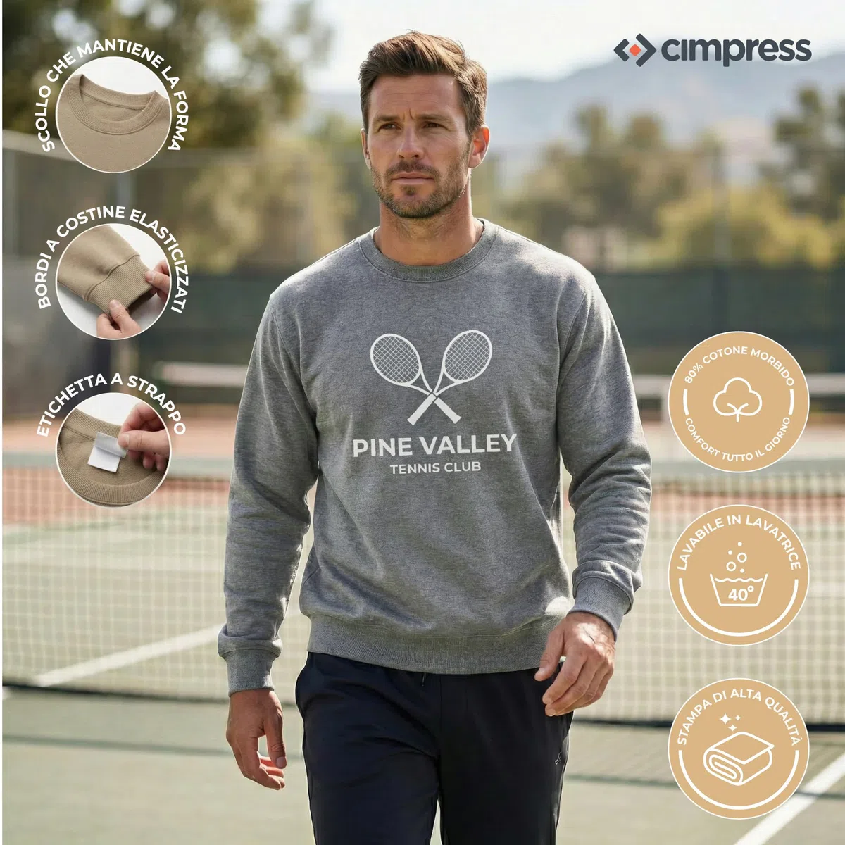 Cimpress Felpa Personalizzata Uomo, Taglie S–5XL, Personalizzabile con Foto, Logo o Testo, Girocollo con Stampa Frontale, Ideale per Squadre, Regali, Eventi o Divise Aziendali