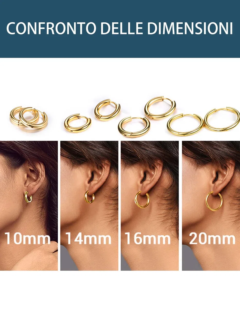 PROSTEEL Set di orecchini da uomo, unisex, alla moda, in acciaio inossidabile 316L, placcati oro/placcati in metallo nero (3 o 4 pezzi)