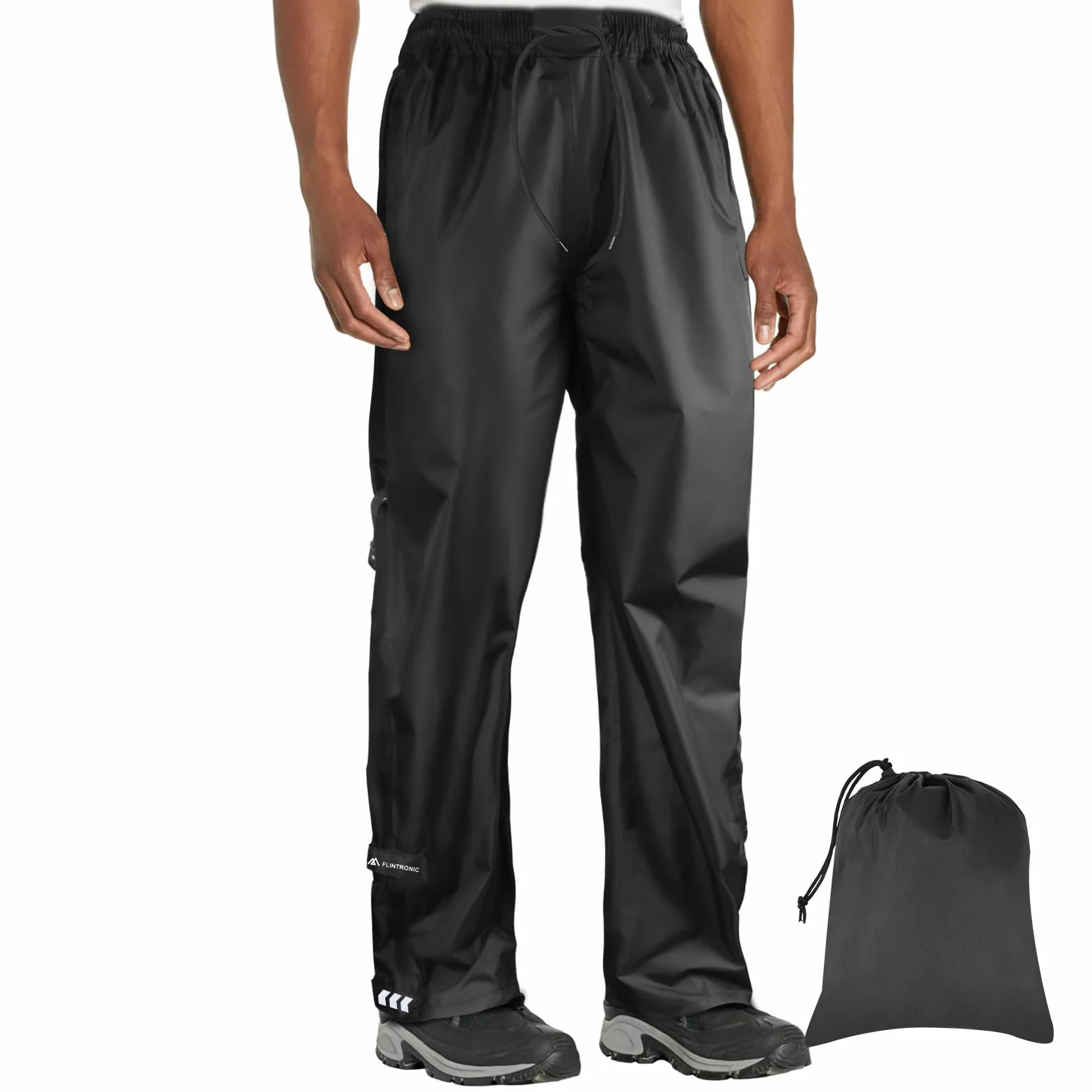 flintronic Pantaloni da Pioggia Uomo, Pantaloni Antipioggia Impermeabili, Sovrapantaloni Antipioggia Leggeri e Traspiranti con Tasche con Zip, Adatti per l'escursionismo e Il Ciclismo