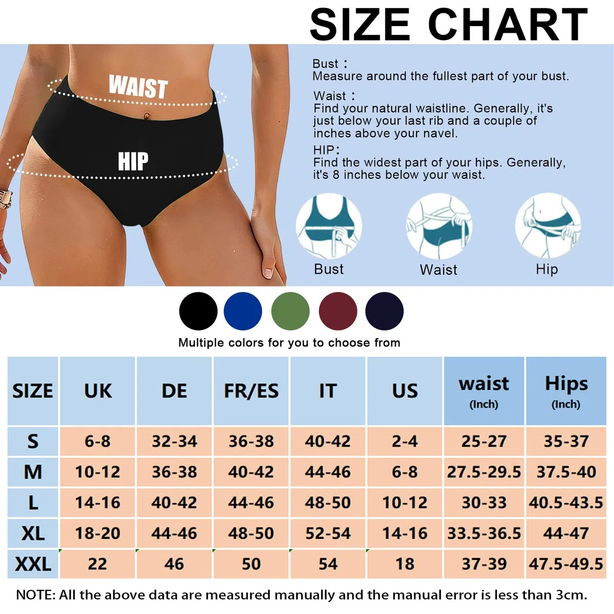 Bikini Slip da Donna Fondo Bikini Triangolo Classic Ruched Pezzo sotto con Taglio Brasiliano Bikini Slip da Donna，Nero，