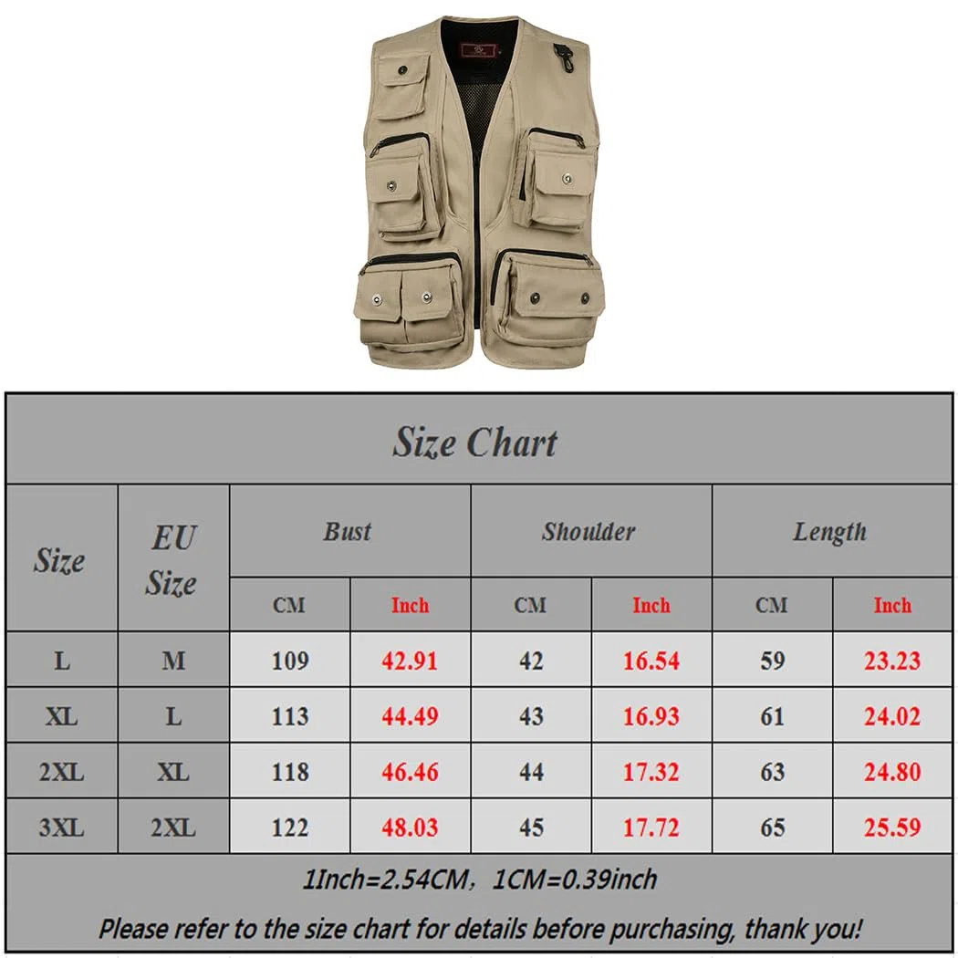 Uomo Gilet da Pesca Multitasche Giubbino da Lavoro Smanicato Traspirante Outdoor Vest JRC Safari Giacche Gilet MJ15