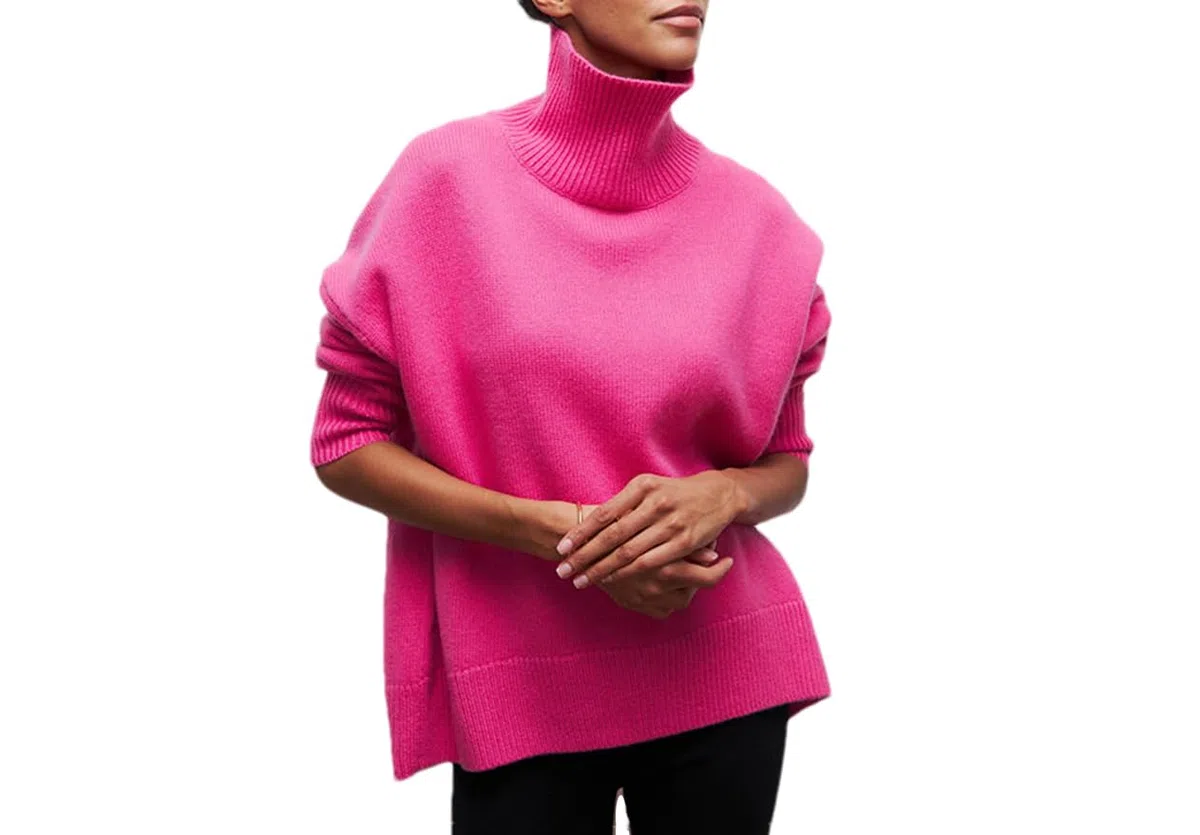 Maglione da Donna in Cashmere all'Uncinetto Lavorato A Maglia Maglione A Collo Finto Pullover Sciolto Solido Maglioni Casual