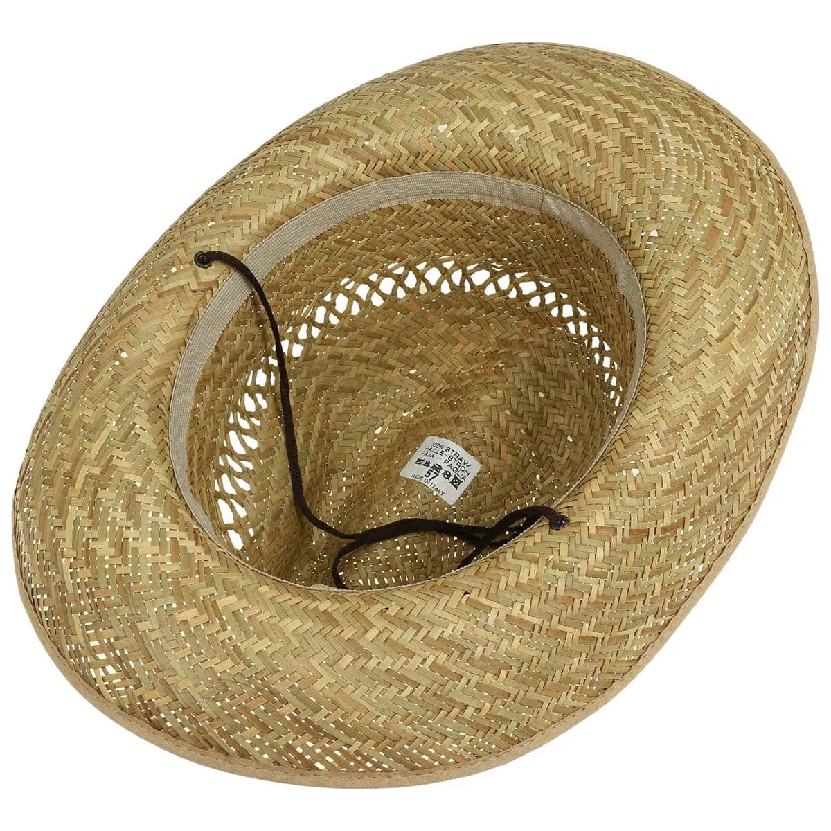 LIPODO Texas Cappello di Paglia Cowboy con sottogola Fascia Decorativa Made in Italy Unisex Primavera Estate