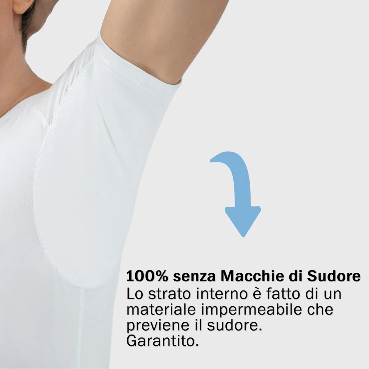 Maglia Anti Sudore - T-Shirt Contro Le Macchie di Sudore - Canotta antisudore - T Shirt Uomo - con ArmPads PRO e Trattamento Silver - Maglia Intima Uomo - Girocollo