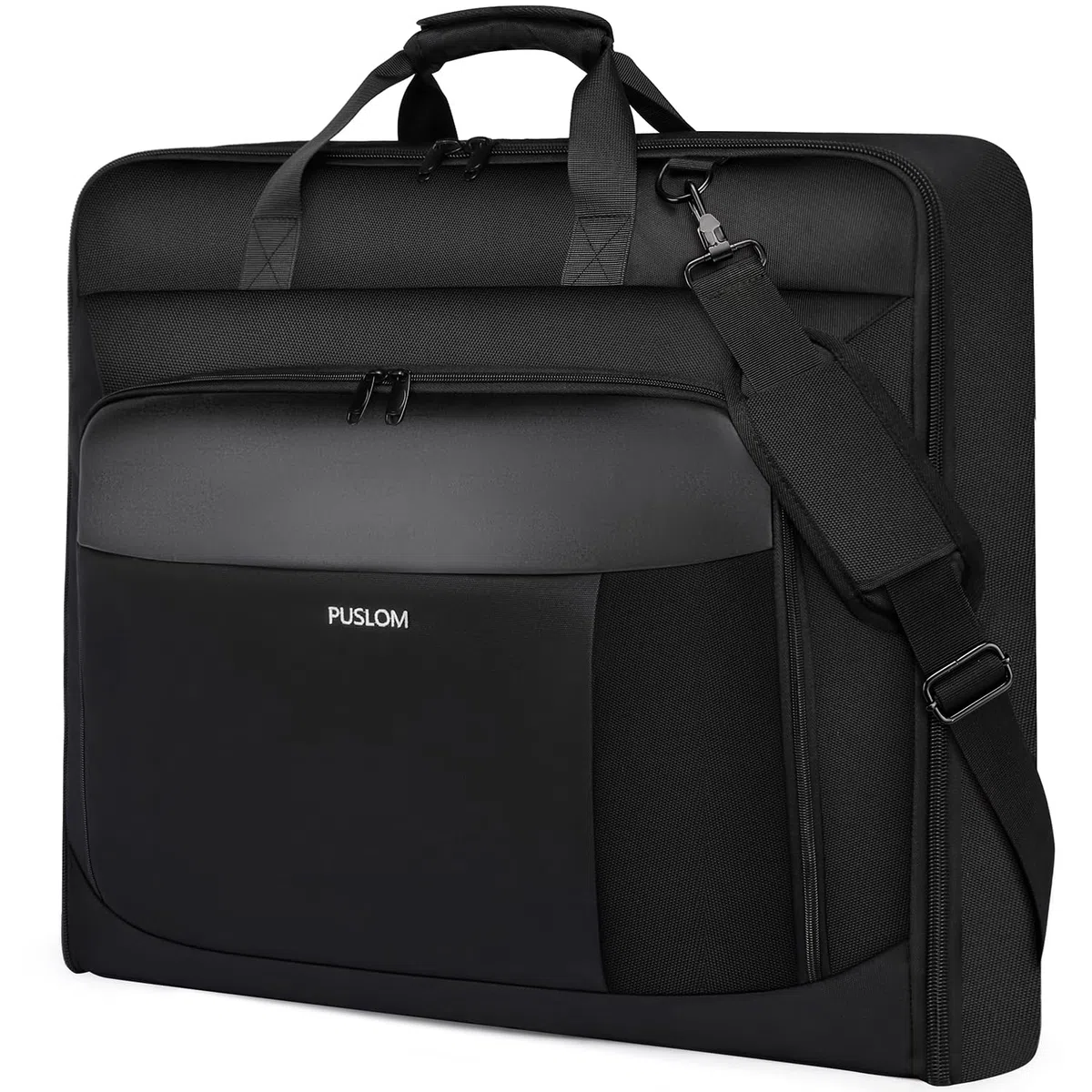 PUSLOM Borsa Porta Abiti da Viaggio Uomo per 3 Tute Borsa per Abito per Viaggi D'affari Porta Vestiti da Viaggio Bagaglio a Mano Pieghevole Borse per Indumenti da 15.6 Pollici Laptop, Nero