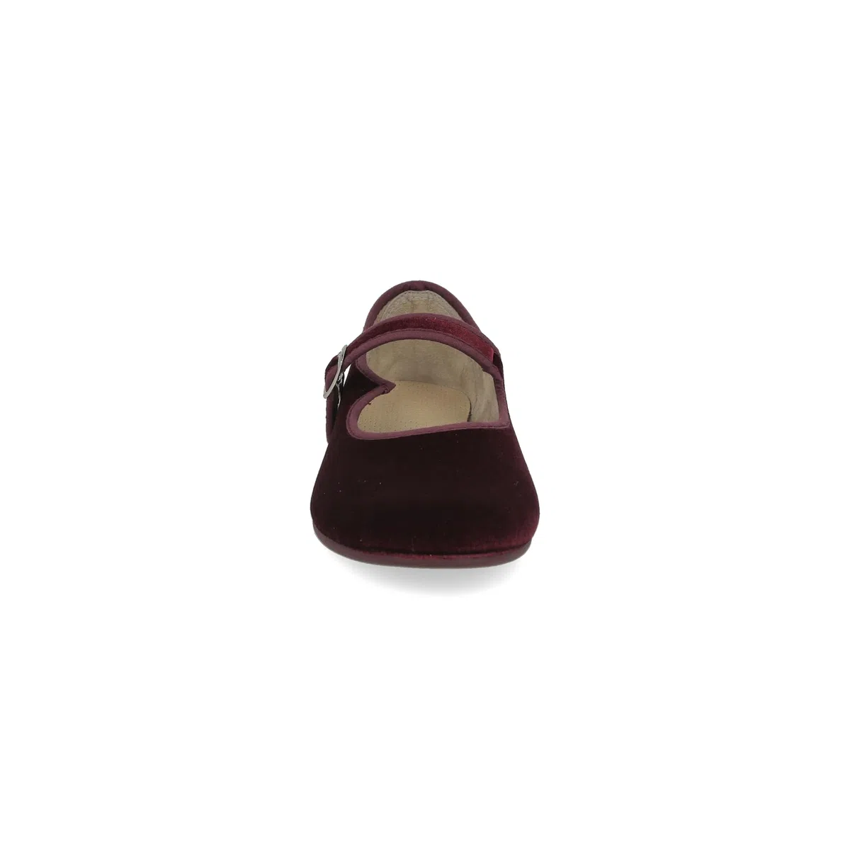 Mary Jane in Velluto da Donna. Ballerine Basse, Casual, Maryjane, Sandali Comodi. Prodotto in Spagna. Chiusura con Fibbia. Colore Nero e Bordeaux
