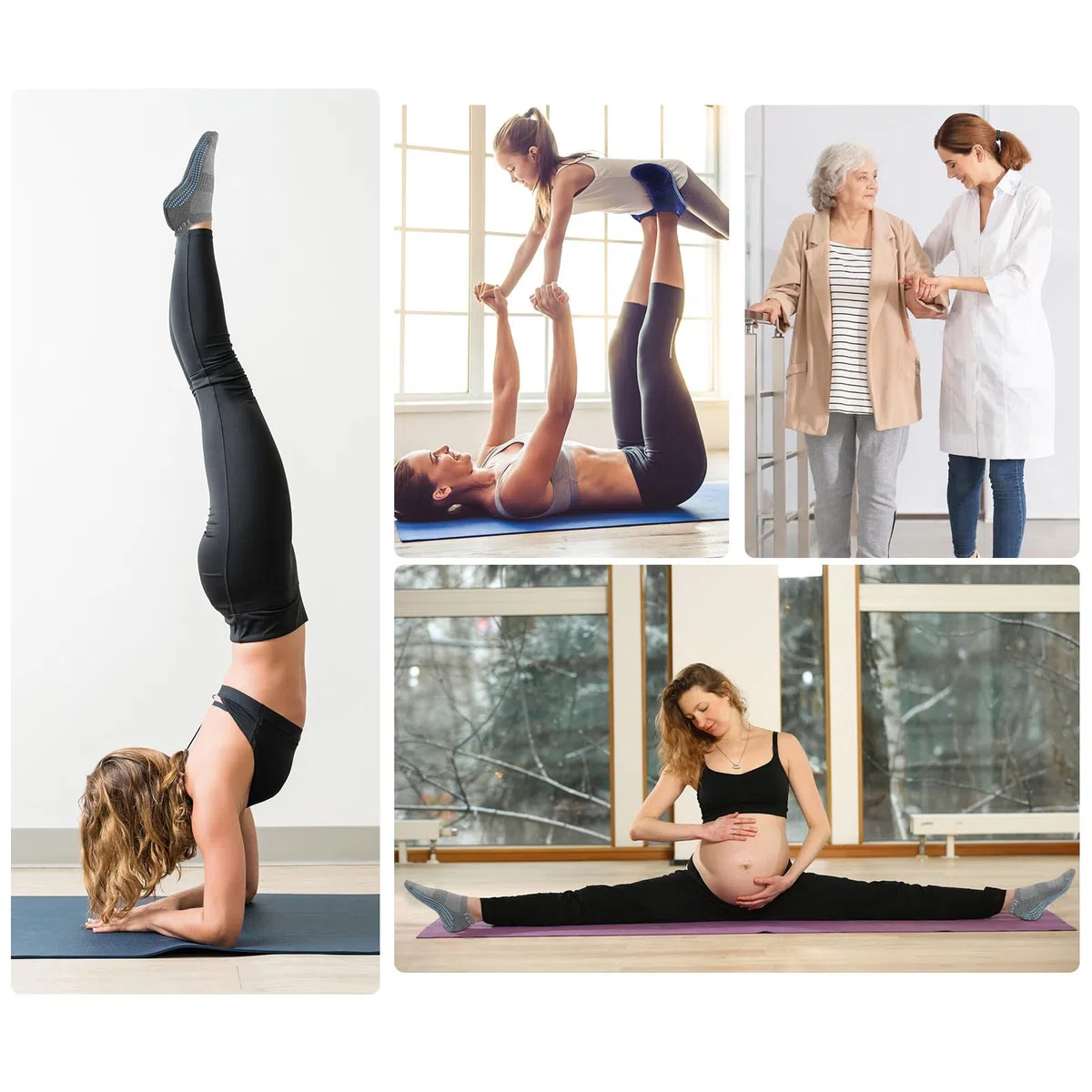 3 Packs Calzini Antiscivolo Donna e Uomo per Yoga, Pilates, Ospedale, Antiscivolo Calze, Calze Antiscivolo Donna Divertenti per Allenamento Domestico, Sport