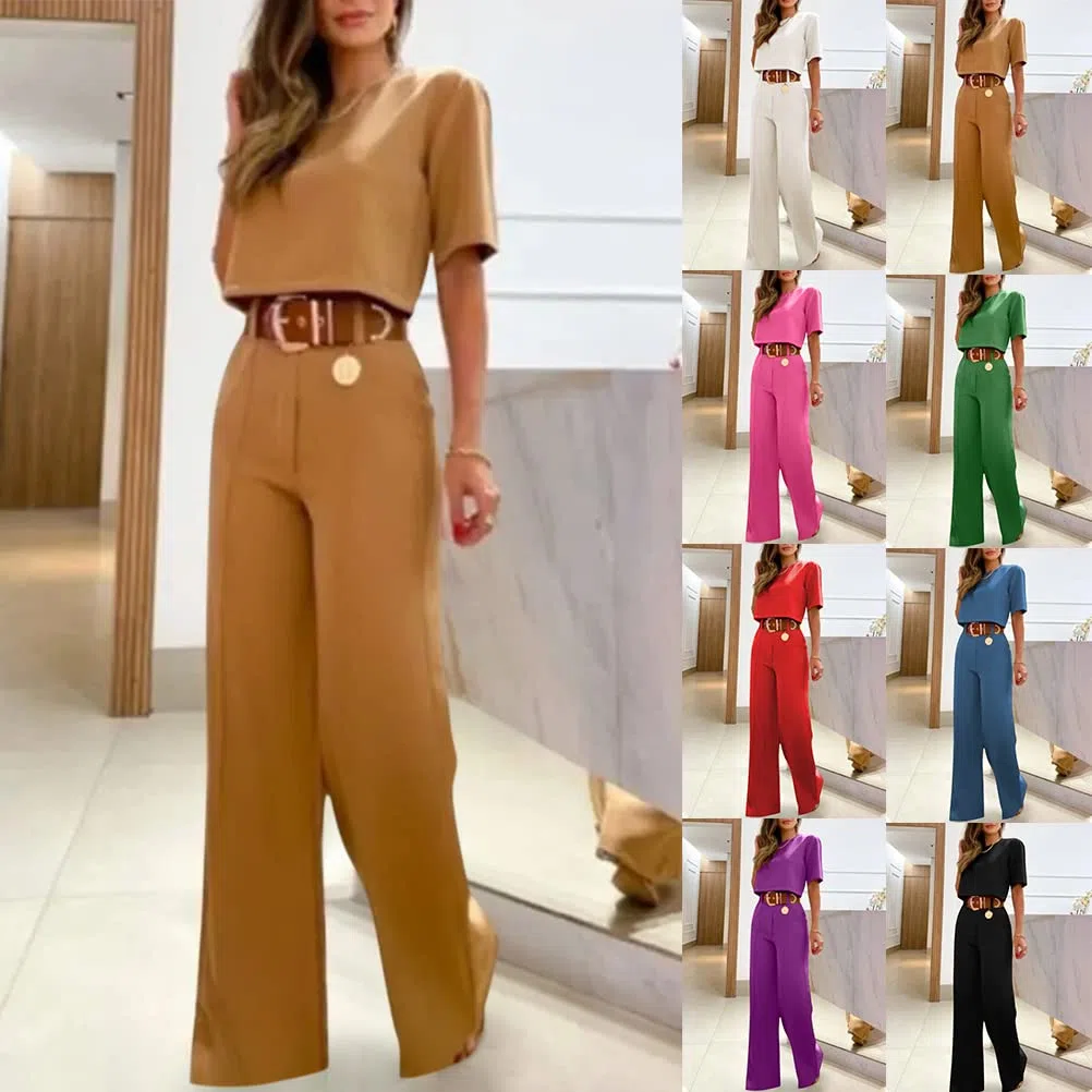 ORANDESIGNE Completo Donna Elegante Tailleur Estivo Casacca E Pantaloni Cerimonia Curvy Set Abbigliamento 2 Pezzi Ufficio Formale Costume Lavoro Completino Casual Outfit