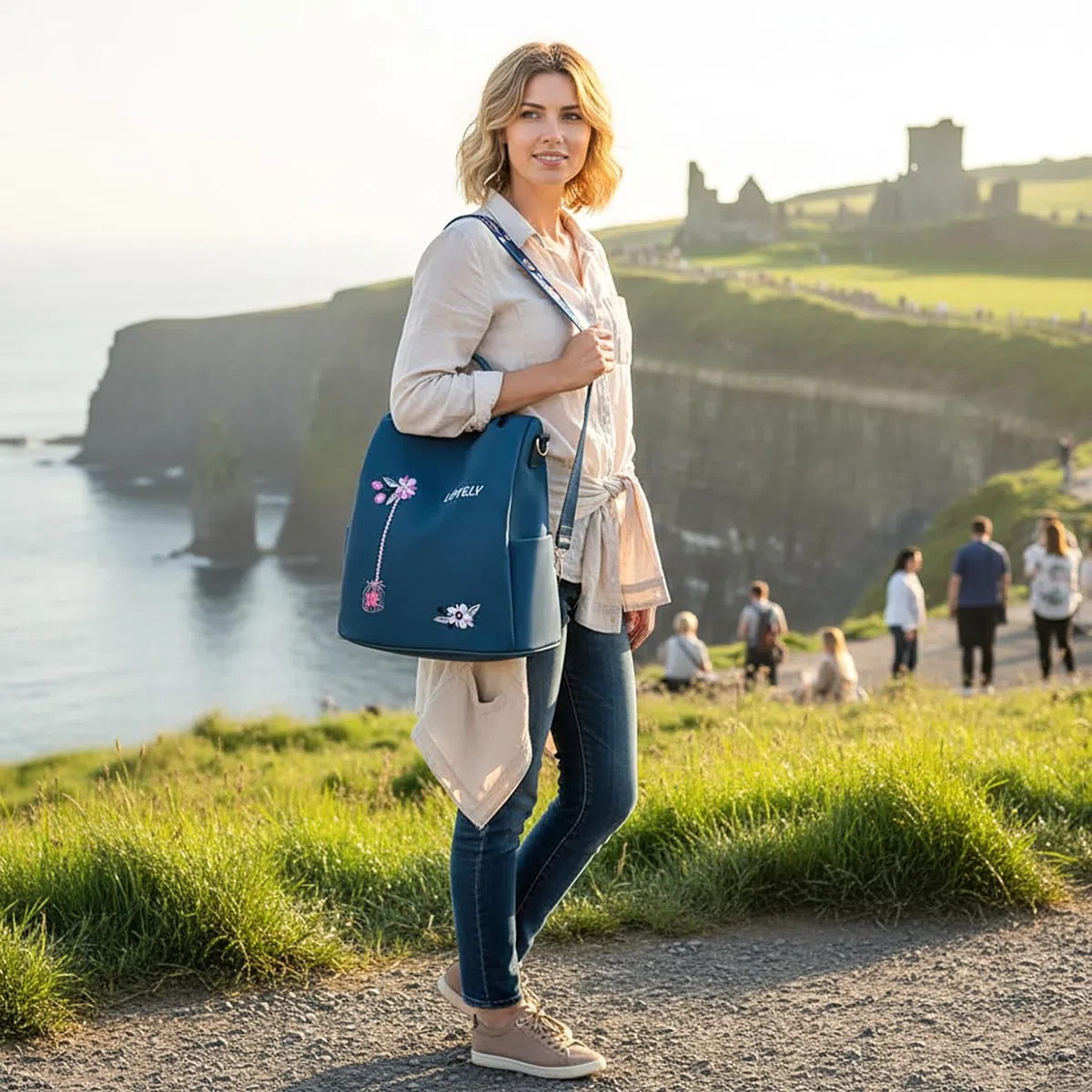 Zaino Antifurto Donna, Borse Zainetto Donna Impermeabile, Borsa a Tracolla Moda per Uscire, Lavoro, Viaggio, Scuola, Università