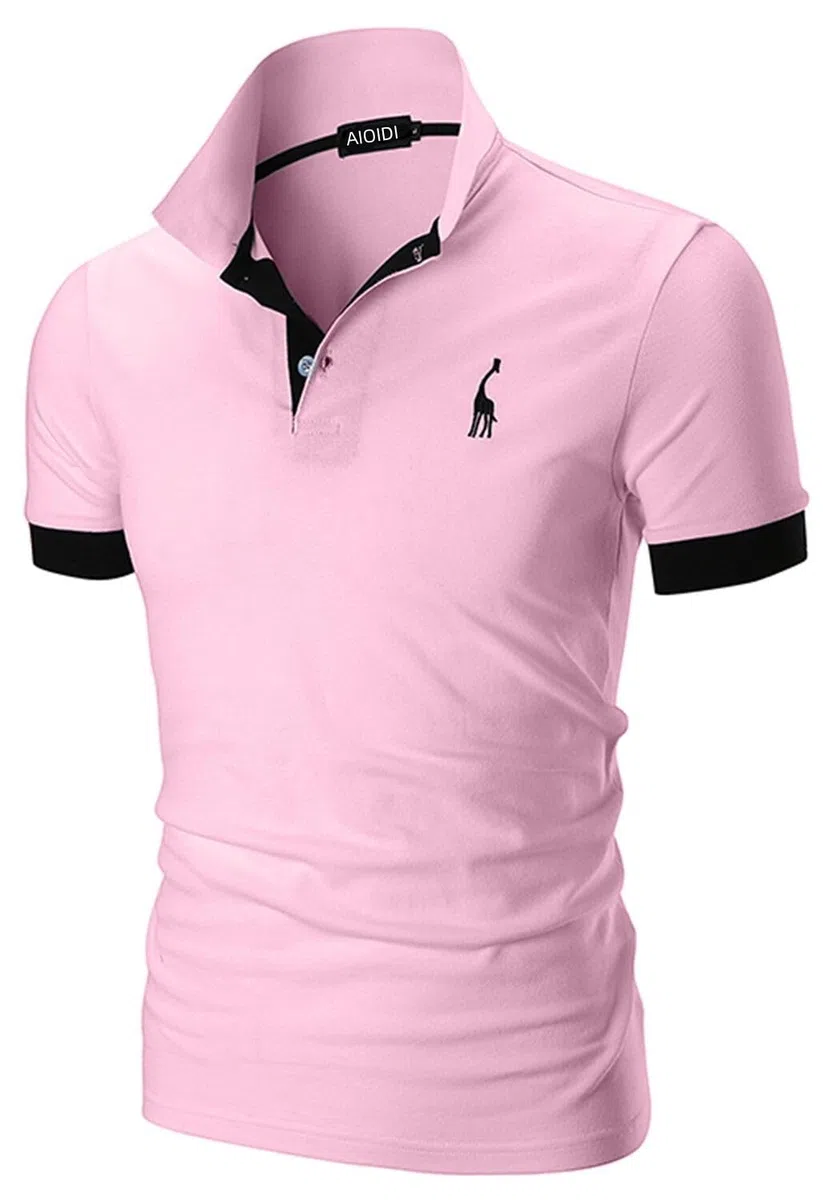 Polo Manica Corta Uomo Cotone Ricamo Giraffa Golf T Shirt