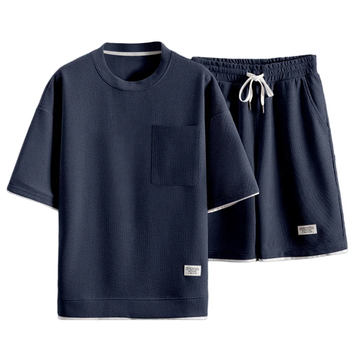 2026 Waffle Completo Estivo Uomo 2 Pezzi - Tuta Uomo Estiva Casual per Spiaggia Completi da Ginnastica T Shirt Manica Corta + Pantaloncini Set Leggera Tute Sportivi Magliette S-4XL