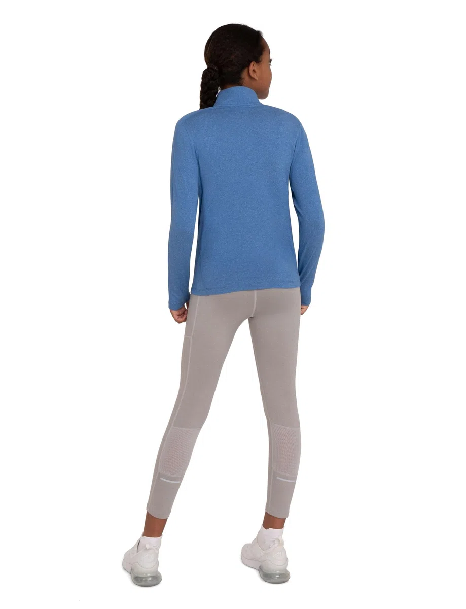TCA Fusion Quickdry Maglia da Corsa A Manica Lunga da Bambina con Colletto e Mezza Zip