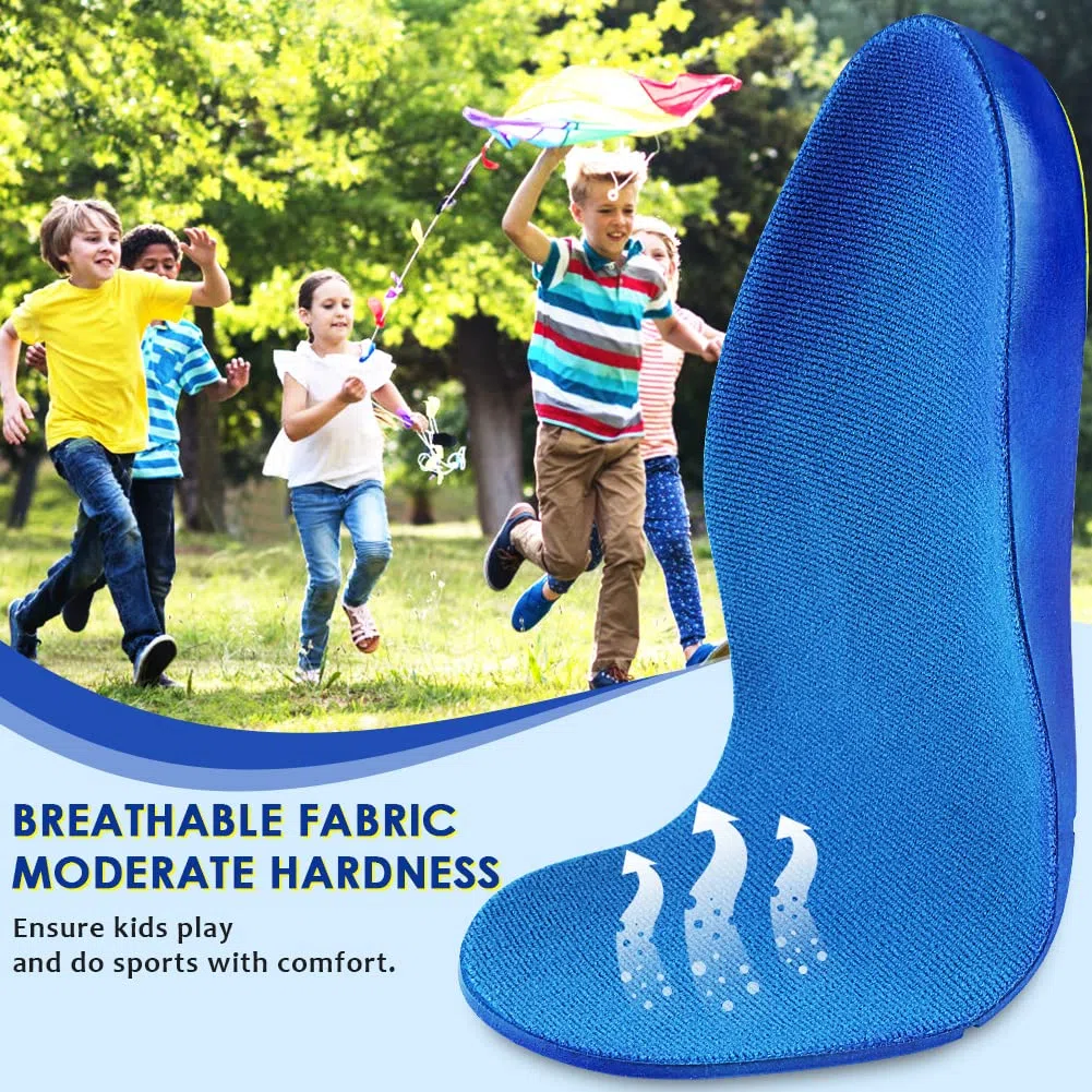 Rocktakin - Inserti per scarpe con supporto per arco plantare per bambini, con imbottitura in schiuma di poliuretano, per piedi piatti, fascite plantare, sollievo dal dolore al tallone