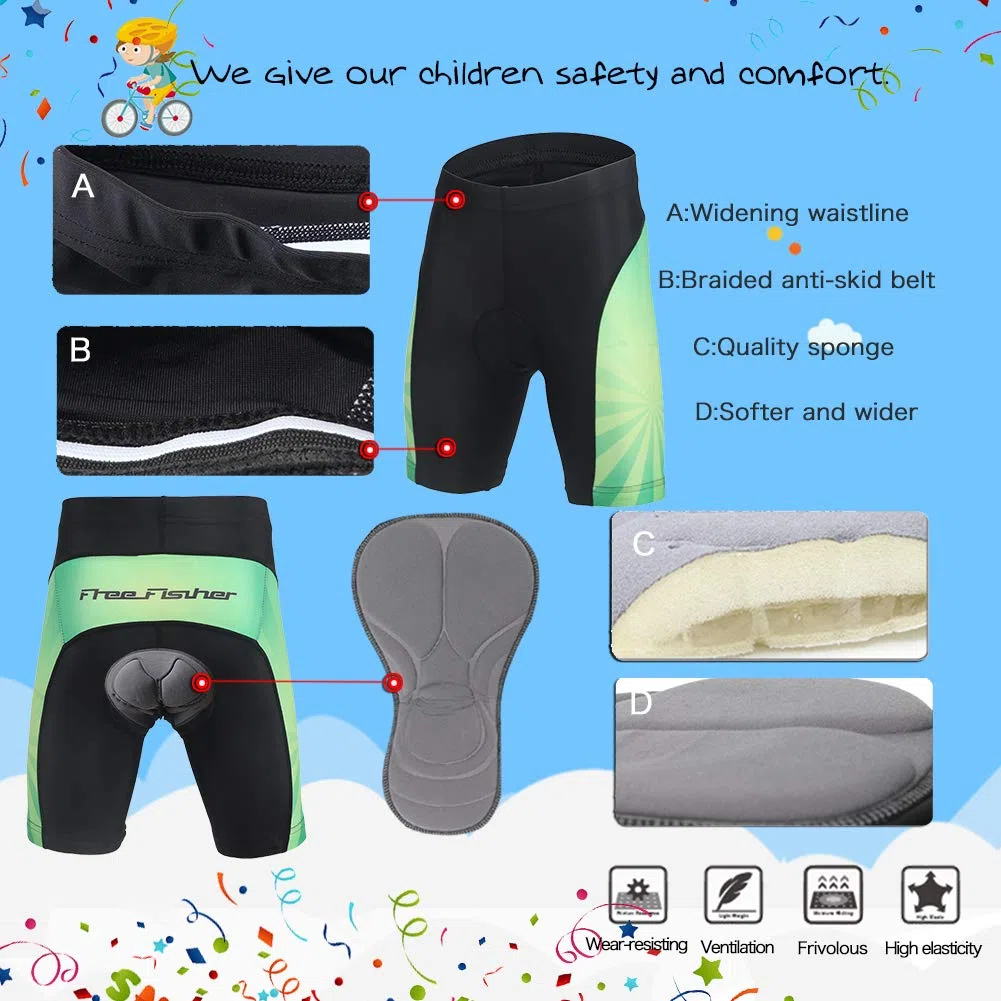 Unisex Bambino/Bambina Sportiva Maglia e Pantaloncino Shorts Ciclismo Bicicletta