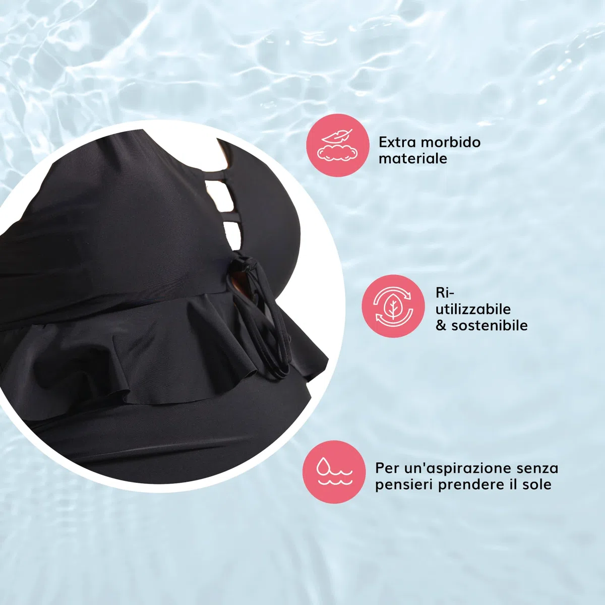MYLILY | Costume Intero Premaman con Volant | Costume Premaman Piscina | Costume Intero Nero | Costume Intero Donna Premaman