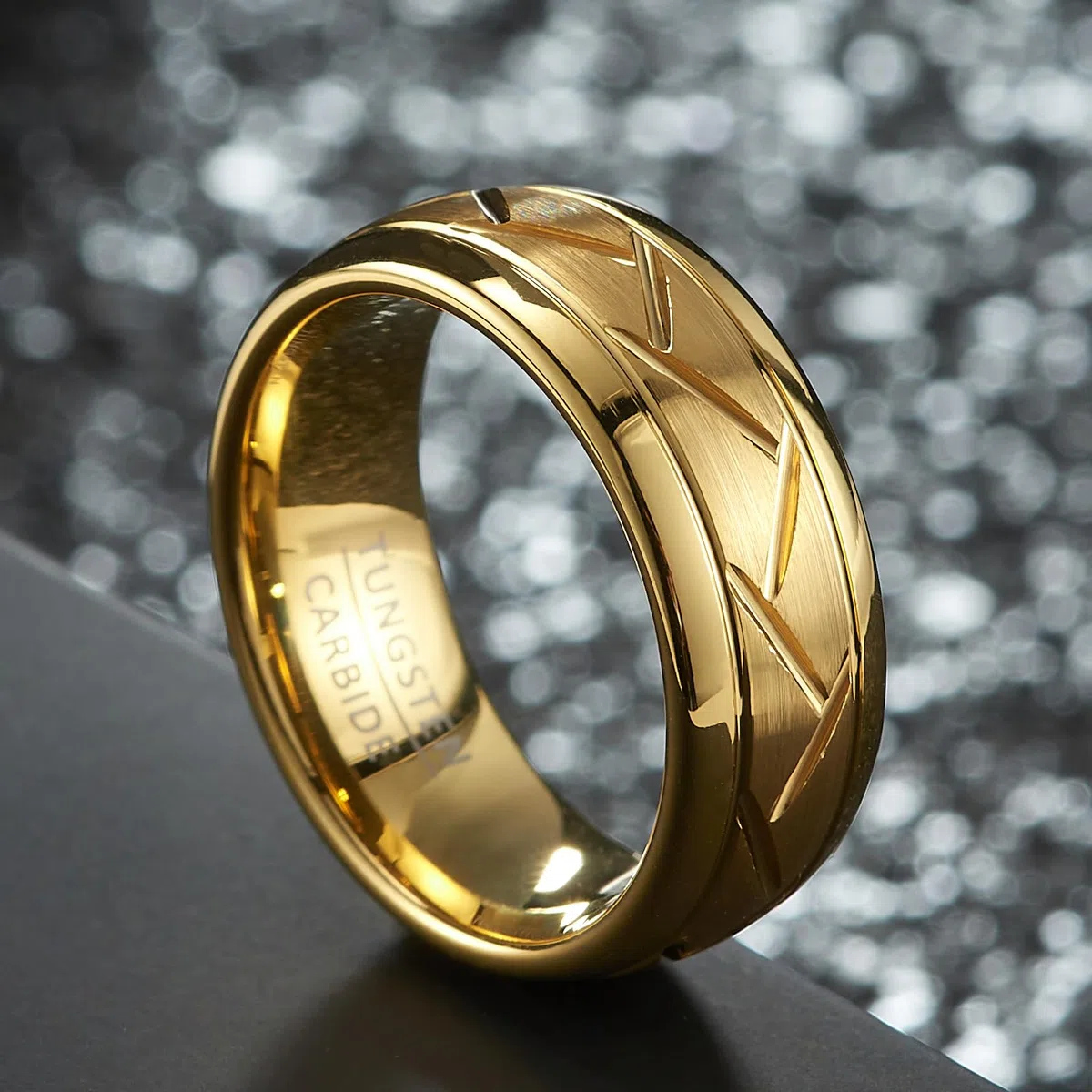 1 anello alla moda in tungsteno Y2K per uomini e donne, con una larghezza di 8 mm, adatto per l'uso quotidiano su fedi nuziali per coppie, feste, vacanze, compleanni e anniversari