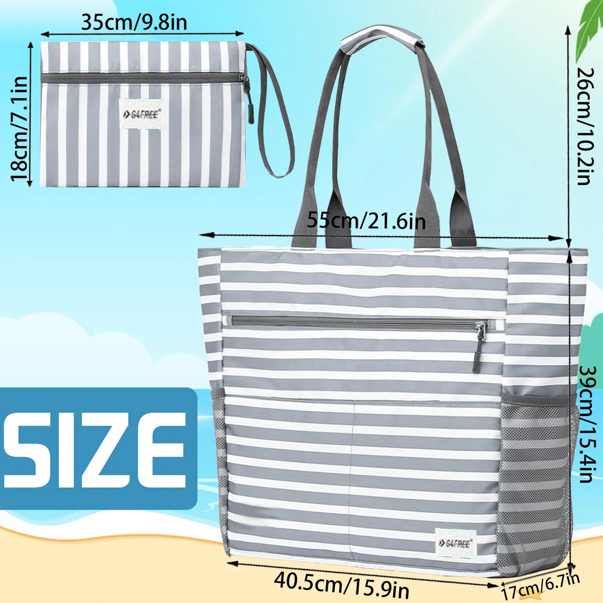 Borsa Mare Donna, Grande e Piccola da Spiaggia, Borsa Spiaggia Donna Impermeabile per Viaggio, Vacanza, Piscina, Shopping e Uso Quotidiano