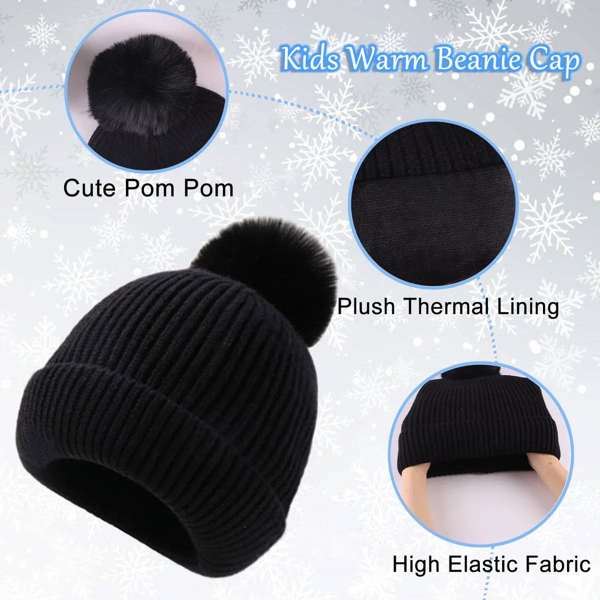 Set Cappello, Sciarpa e Guanti Invernale per Bambini - Berretto con Pompon, Sciarpa Lunga e Guanti Touchscreen - Completo 3 in 1 per Ragazze e Ragazzi