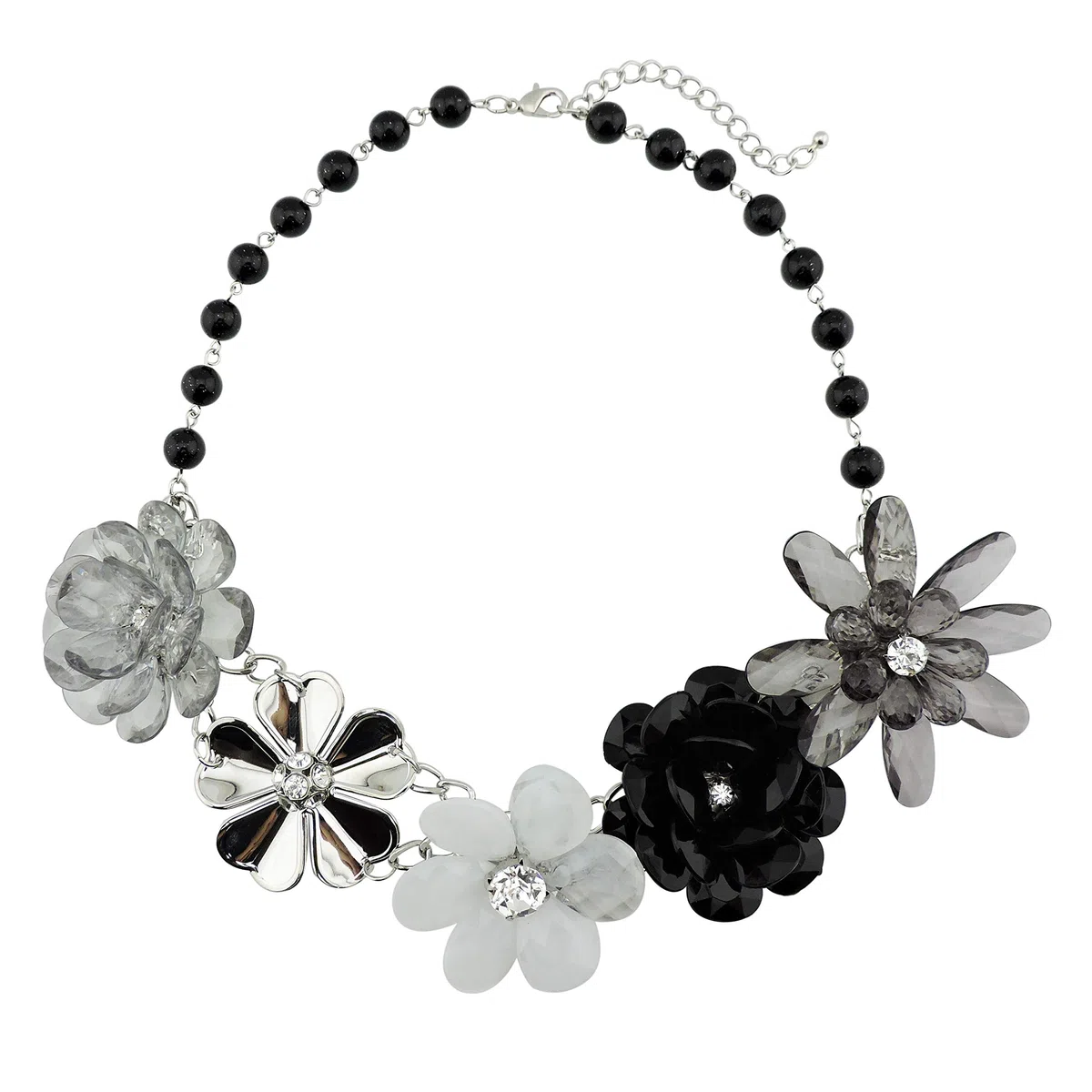 Bocar 5 fiore intrecciato cristallo Statement Chunky collana Bib collare gioielli di perle per le donne (NK-10127)