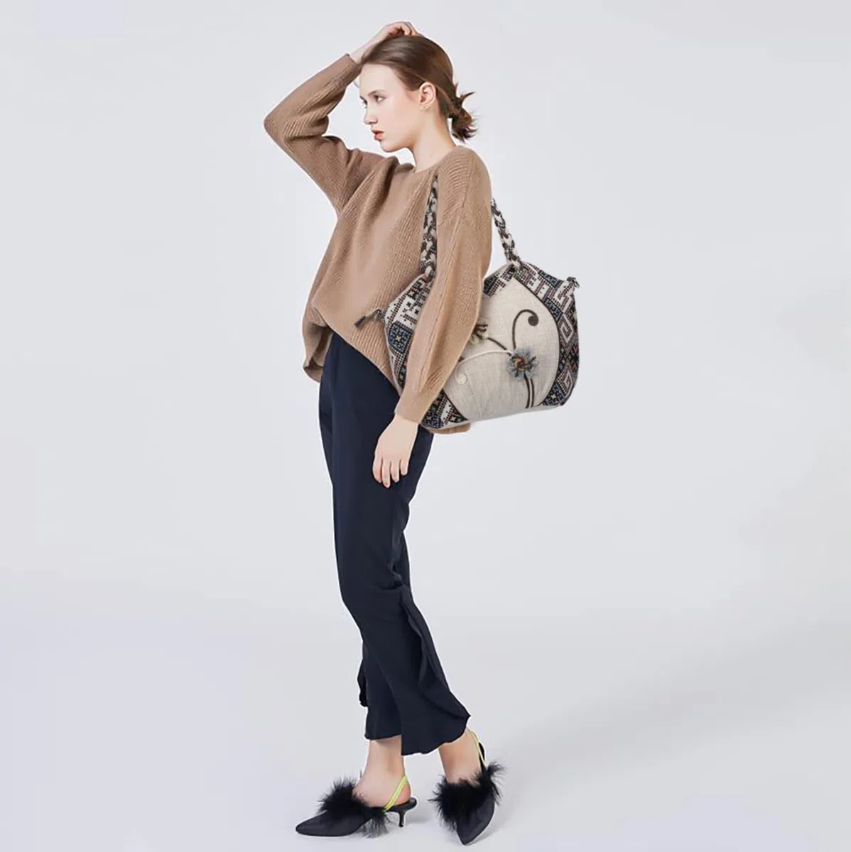 Borsa a tracolla da donna, stile etnico, stile bohémien, borsa a tracolla per senzatetto. Borsa hobo per ragazza