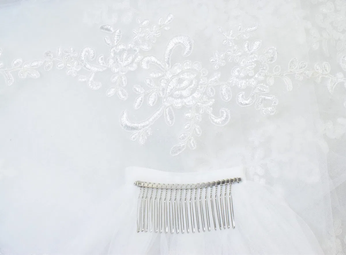 Velo da sposa monostrato Velo da sposa in pizzo Ricamo Sposa Forniture 3m