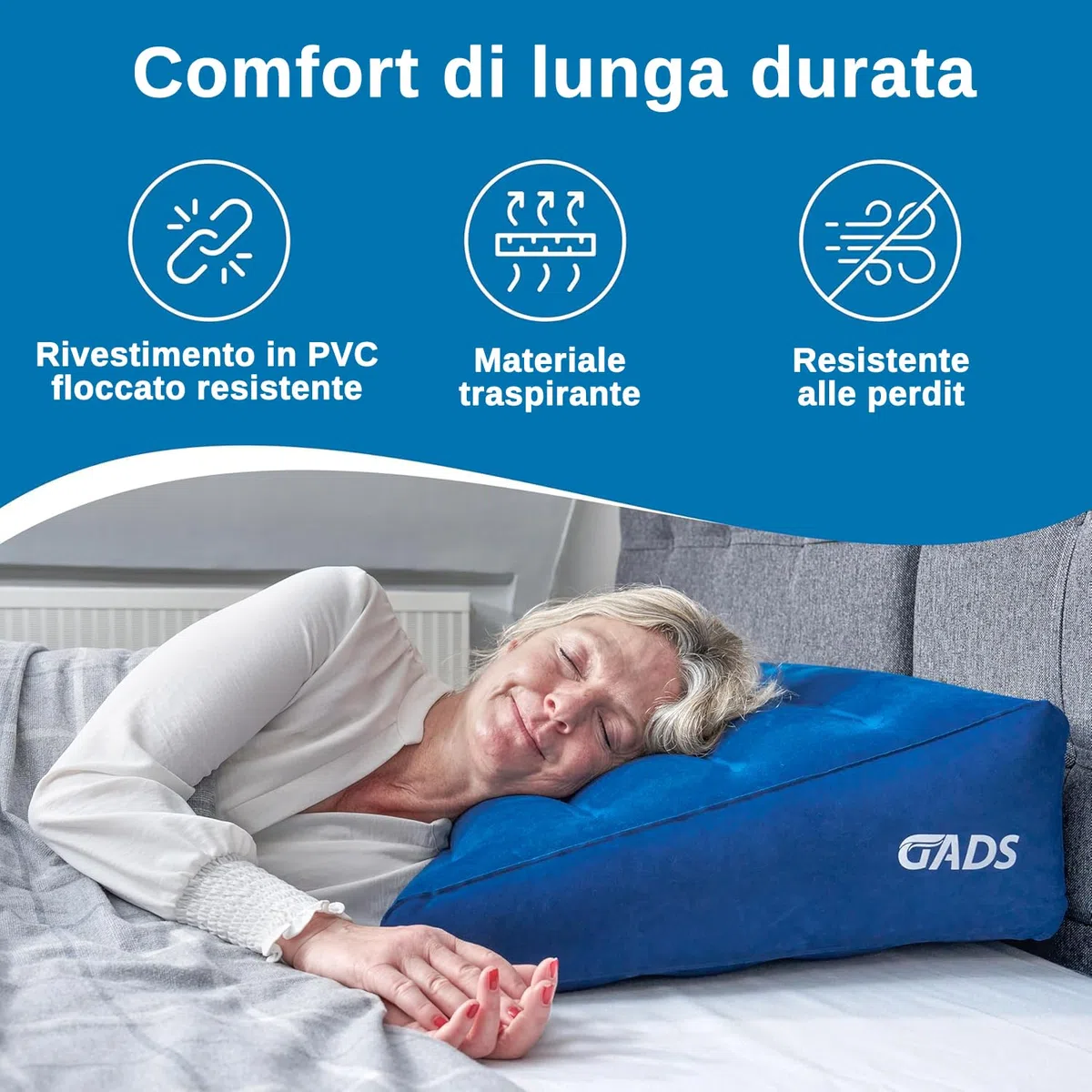 Cuscino gonfiabile a cuneo per dormire e comodità: cuscino a cuneo portatile da viaggio, cuscino gonfiabile per il supporto